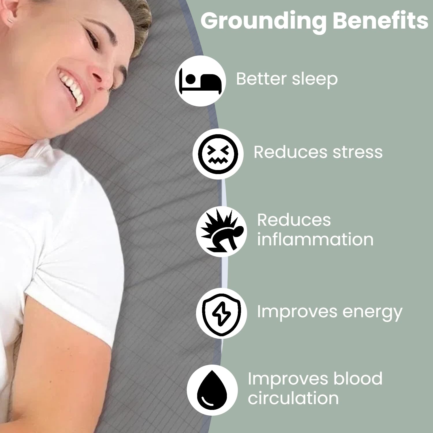 GLUYOHEY Grounding Fitted Sheet - Queen Size 90% Organic Cotton & 10% Silver Fiber Earthing Sheet with Conductive Cord for Better Sleep | Anti-Static, Stress Relief & Improved Circulation | Perfect for Home, Travel & Wellness Retreats (Gray)
