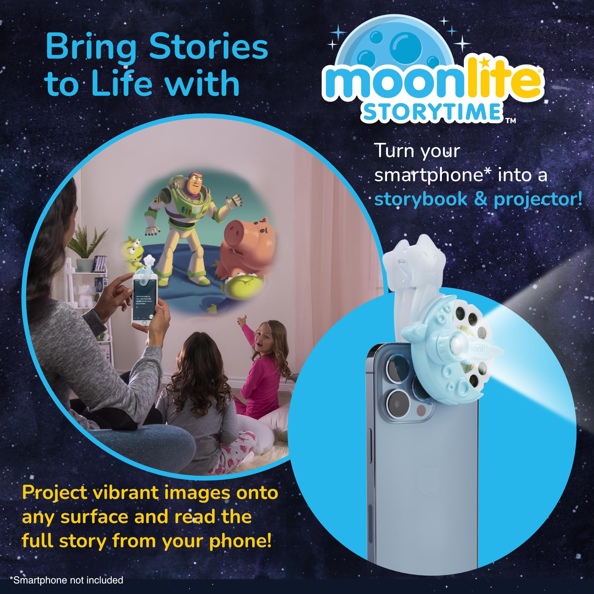 Moonlite Storytime Disney Megabundle - Mini Projector with 10 Classic Bedtime Stories for Kids Ages 1+ | Interactive Digital Storybooks with Fun Sound Effects | Perfect Learning Gift for Toddlers & Family Reading Time | Ideal for Bedtime, Travel & Early Childhood Education