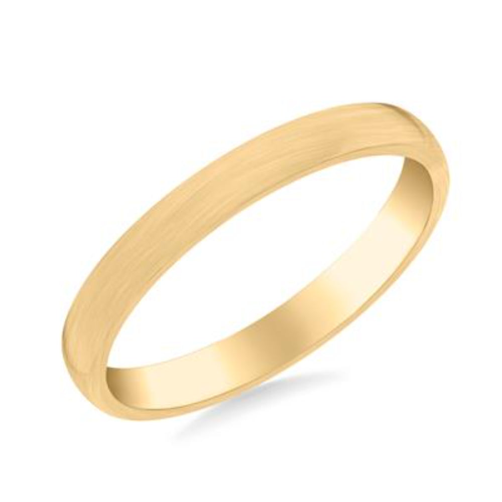 14K Gold European Fit Brushed Wedding Band - 3mm Wide Comfortable Ring for Men & Women - Perfect for Engagement, Anniversary, and Everyday Wear
