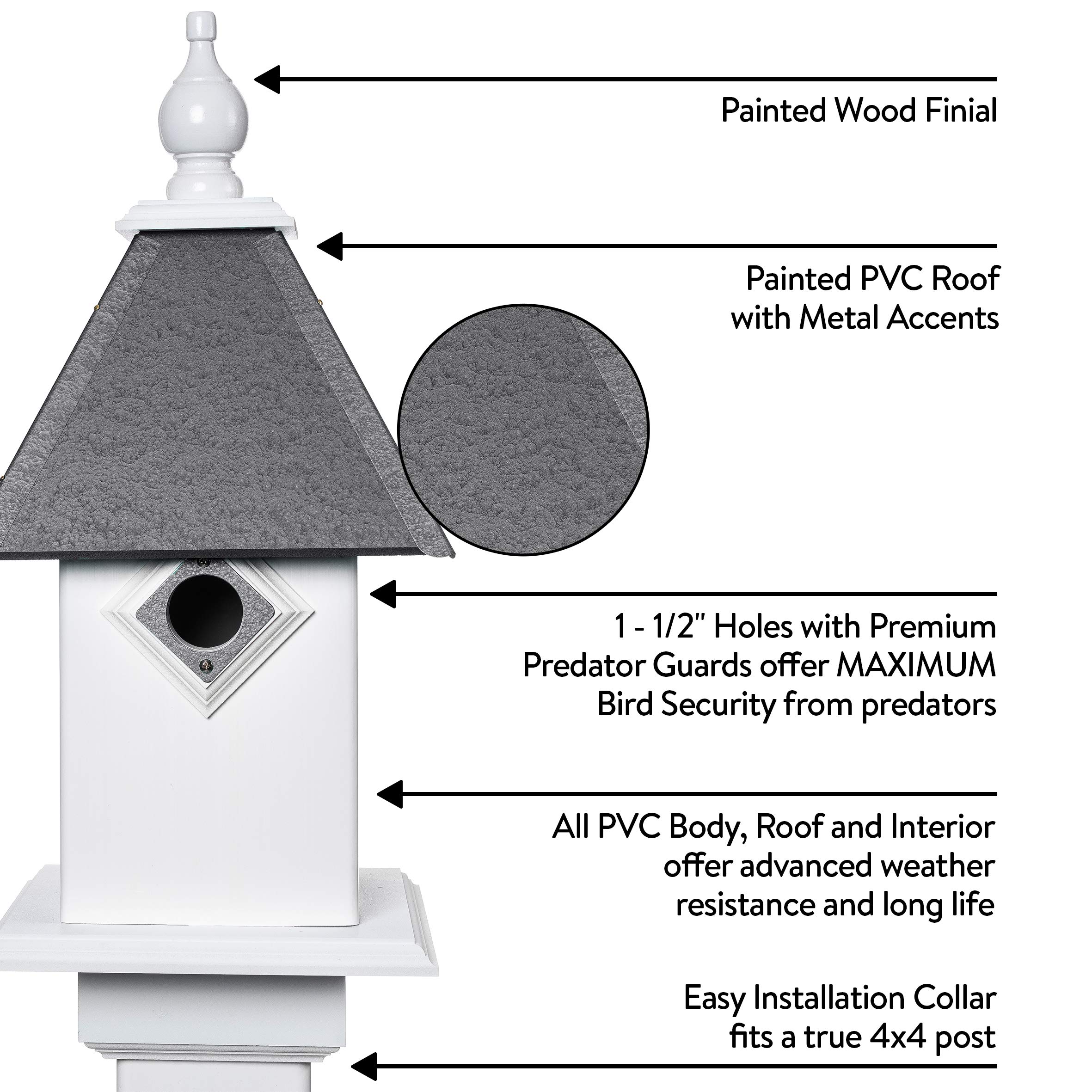Lagoon Blue Classic Bluebird House - Handcrafted Wooden Birdhouse for Outdoor Garden Decor - Attract Bluebirds & Enhance Your Backyard Wildlife