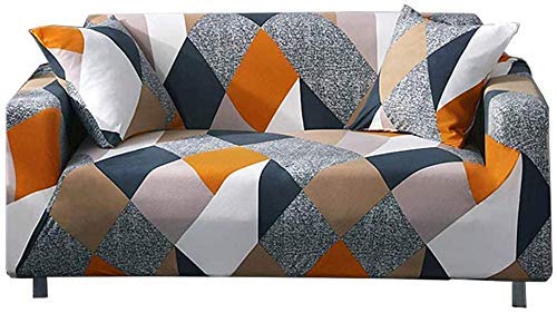 Lamberia Stretch Sofa Slipcover - Printed Geometric Couch Cover for 3-Seater Couches & Loveseats with 2 Free Pillowcases | Home Decor, Living Room Furniture Protection