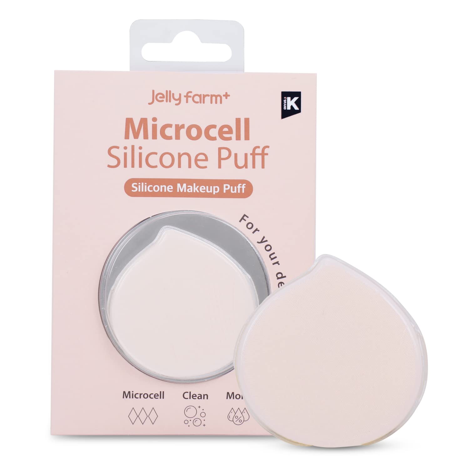 Jelly Farm Microcell Silicone Makeup Blender - Soft Sponge for Foundation & Compact Powder - Pear Shape Cosmetic Puff (1pc, Peach) | Perfect for Flawless Airbrush Finish & On-the-Go Touch Ups