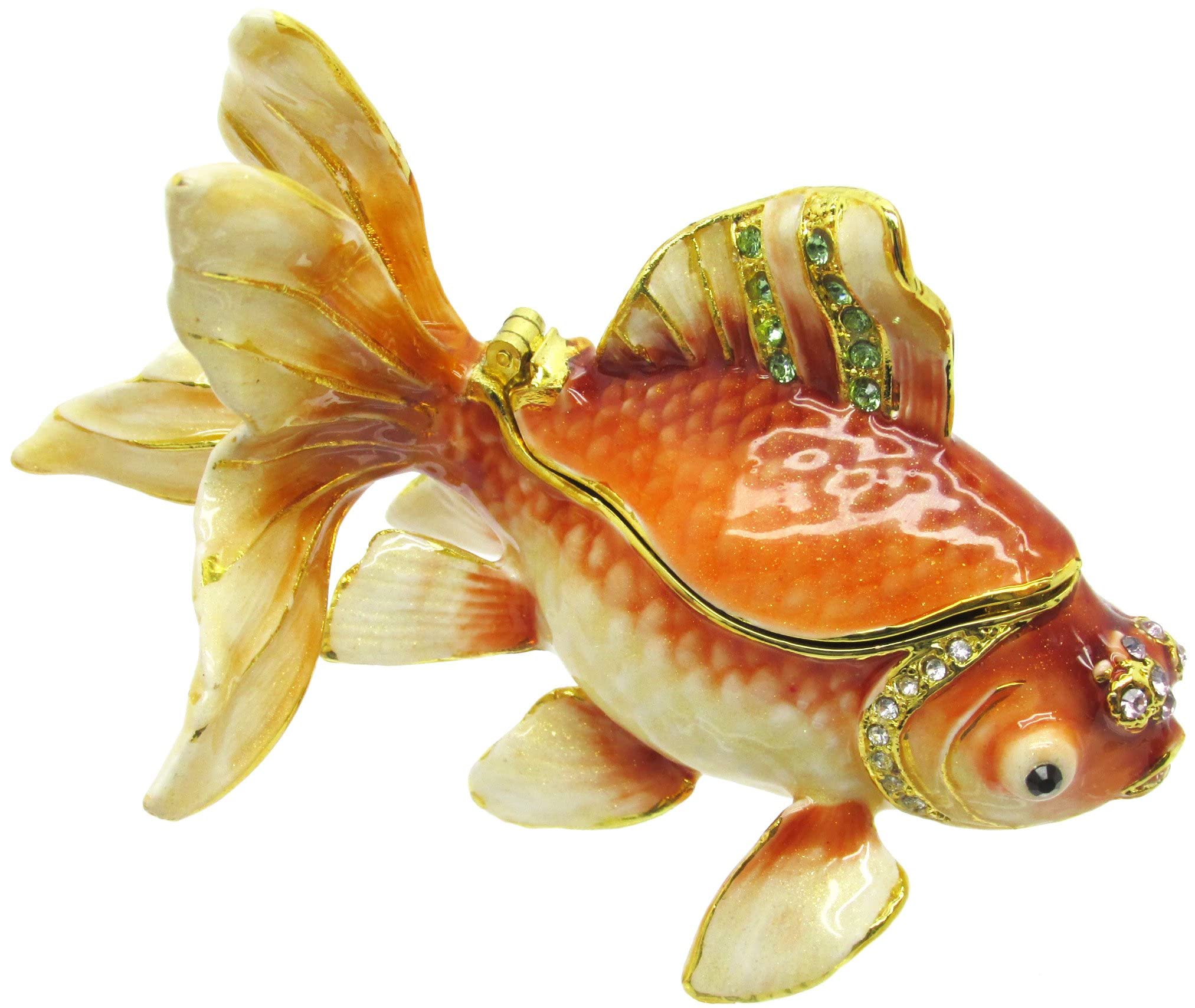 Exquisite Goldfish Jeweled Trinket Box with Genuine Austrian Crystals - Perfect for Jewelry Storage, Gift Giving & Home Decor