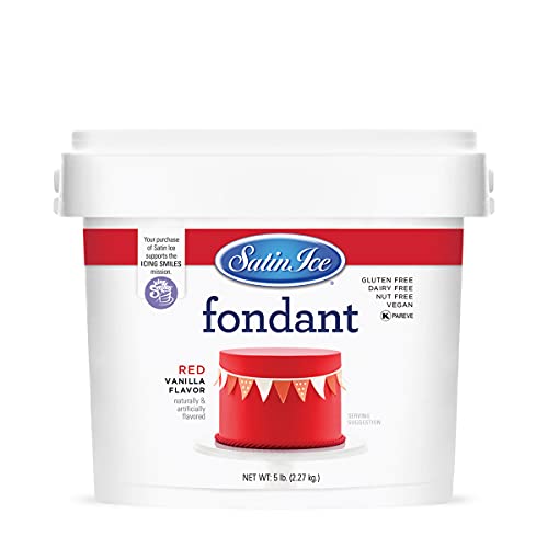 Premium Satin Ice Red Fondant - Vanilla Flavor, 5lb Bulk Fondant for Cake Decorating, Birthday Cakes, Wedding Cakes & Sugar Crafts | Professional Baking Supplies for Home Bakers & Pastry Chefs