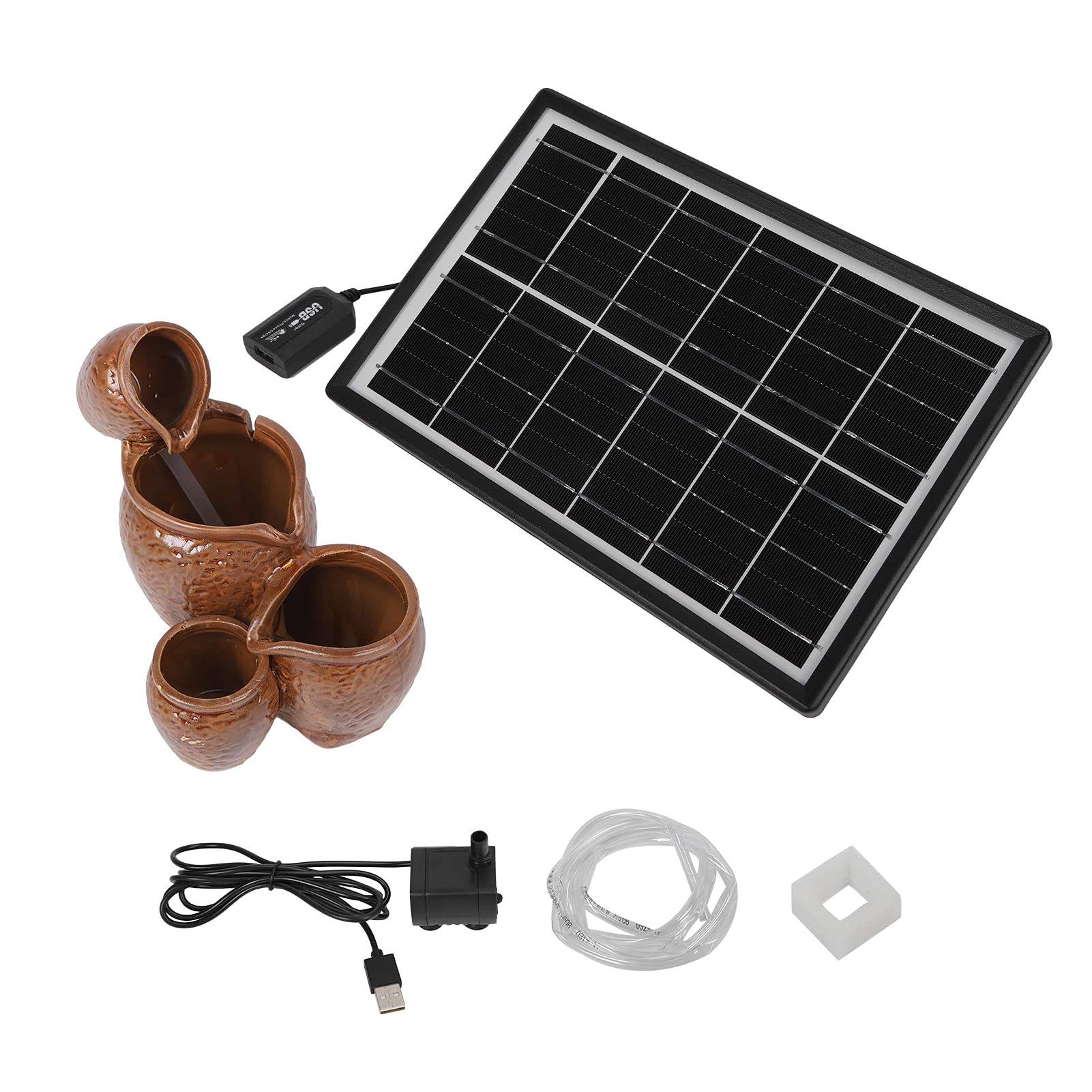 Pssopp 3W Solar-Powered Ceramic Garden Water Fountain - Decorative Solar Water Feature for Fish Tanks, Ponds & Outdoor Gardens | Perfect for Patio Decor, Backyard Landscaping & Relaxing Water Sounds