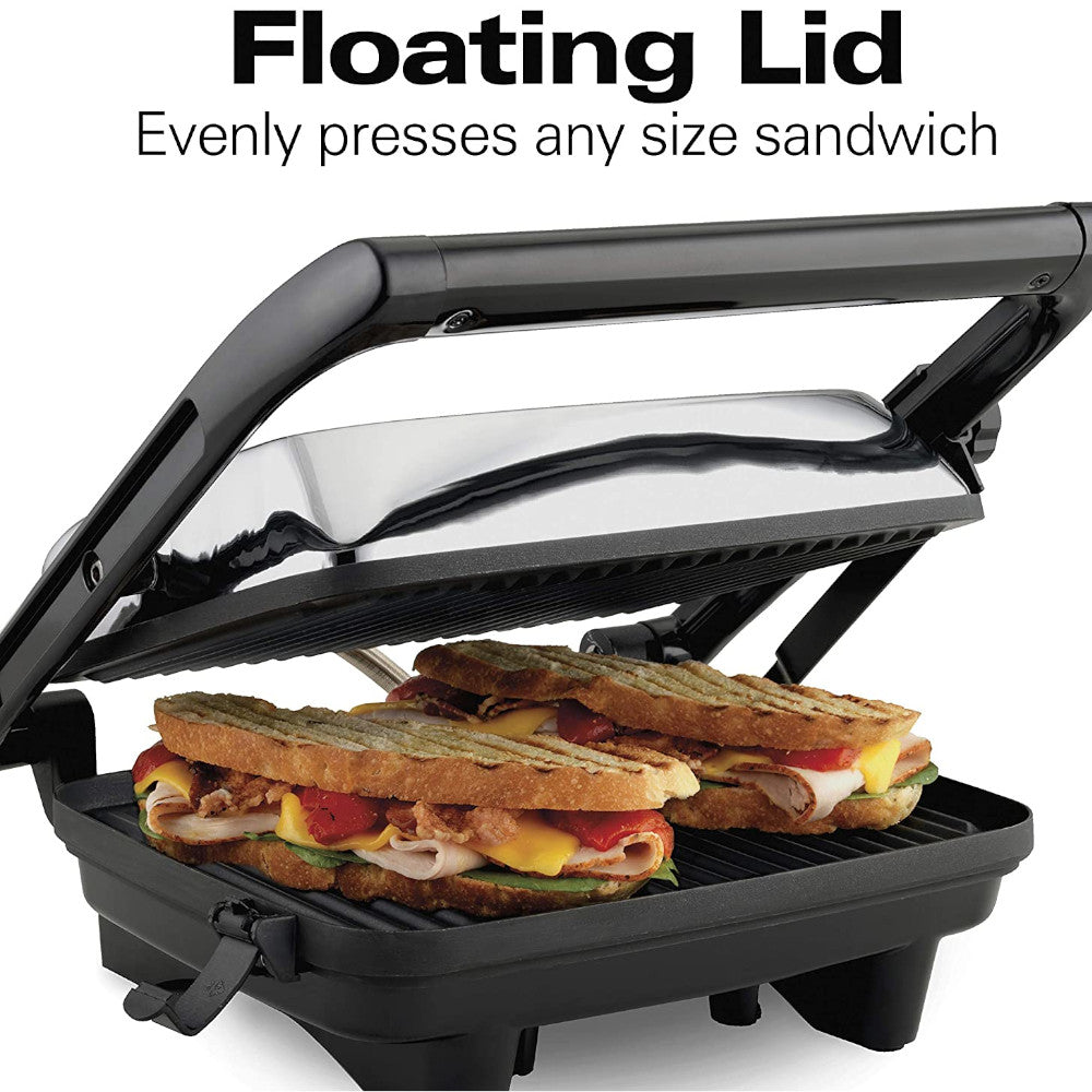 Hamilton Beach 25460C Electric Panini Press Grill with Locking Lid - Perfect for Sandwiches, Paninis & Grilled Cheese at Home or Office