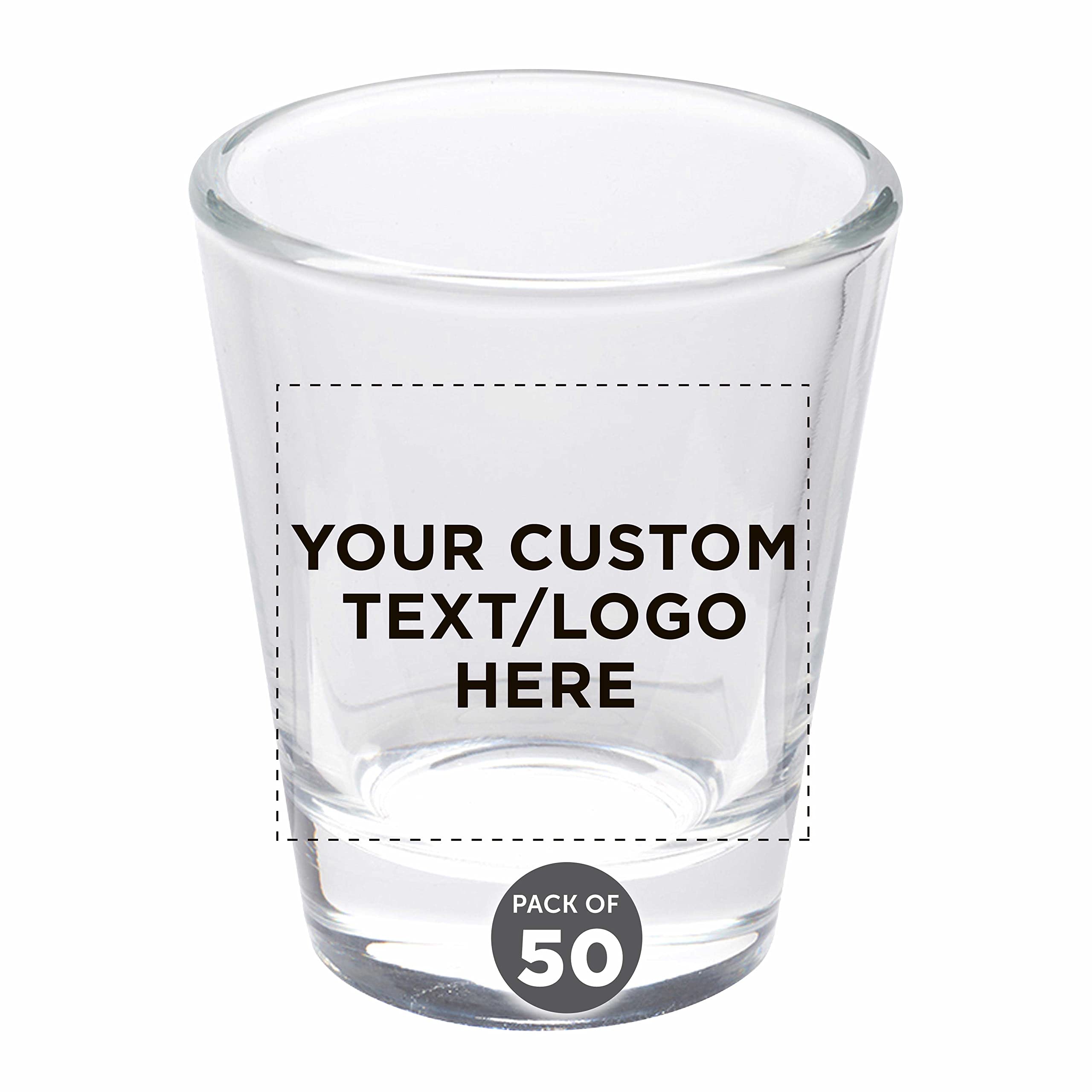 Custom Shot Glasses 1.75 oz (50-Pack) - Personalized Bulk Barware with Color Bottom for Wedding Favors, Bachelorette Parties & Events - Perfect for Home Bars, Bachelor Parties & Cocktail Decorations