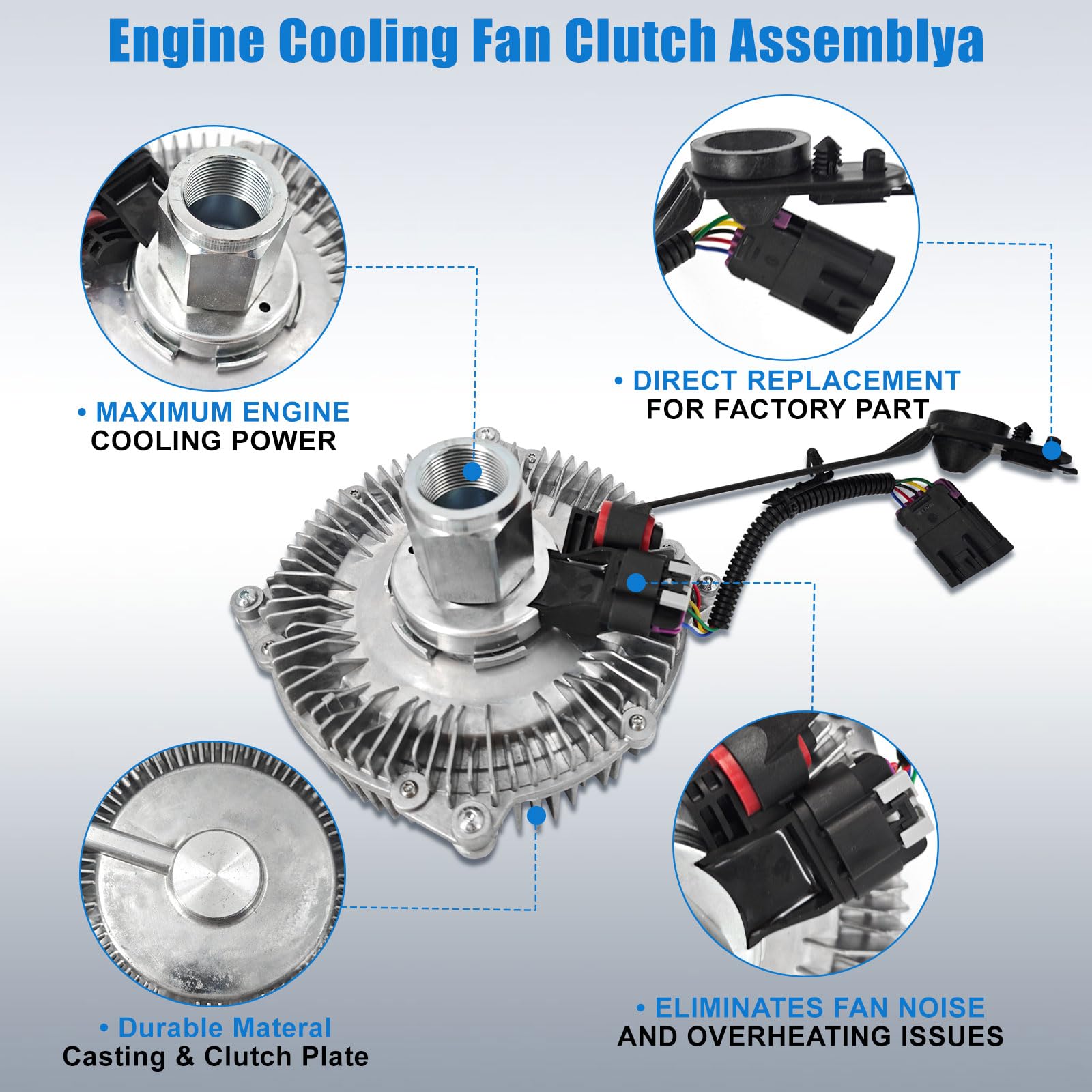 Heavy Duty Engine Cooling Fan Clutch Assembly Replacement for Chevy Silverado 2500 HD/3500 HD & GMC Sierra 2500/3500 HD 6.6L (2017-2019) - OEM# 84013368 - Perfect for Off-Roading, Towing & Extreme Weather Conditions