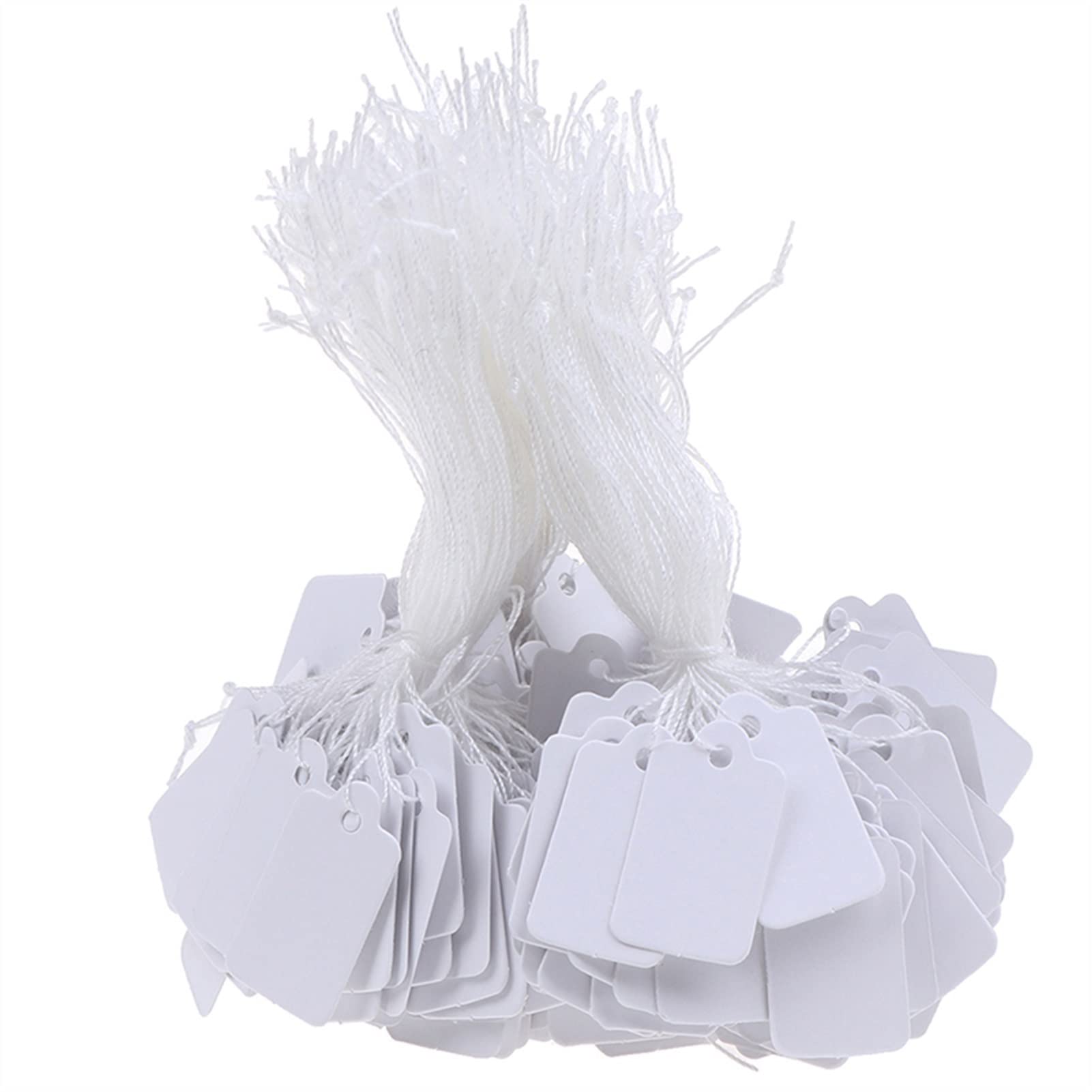 300Pcs 24x14mm White String Price Tags with Ties for Jewelry & Merchandise Display - Perfect for Retail Stores, Boutiques & Craft Shows