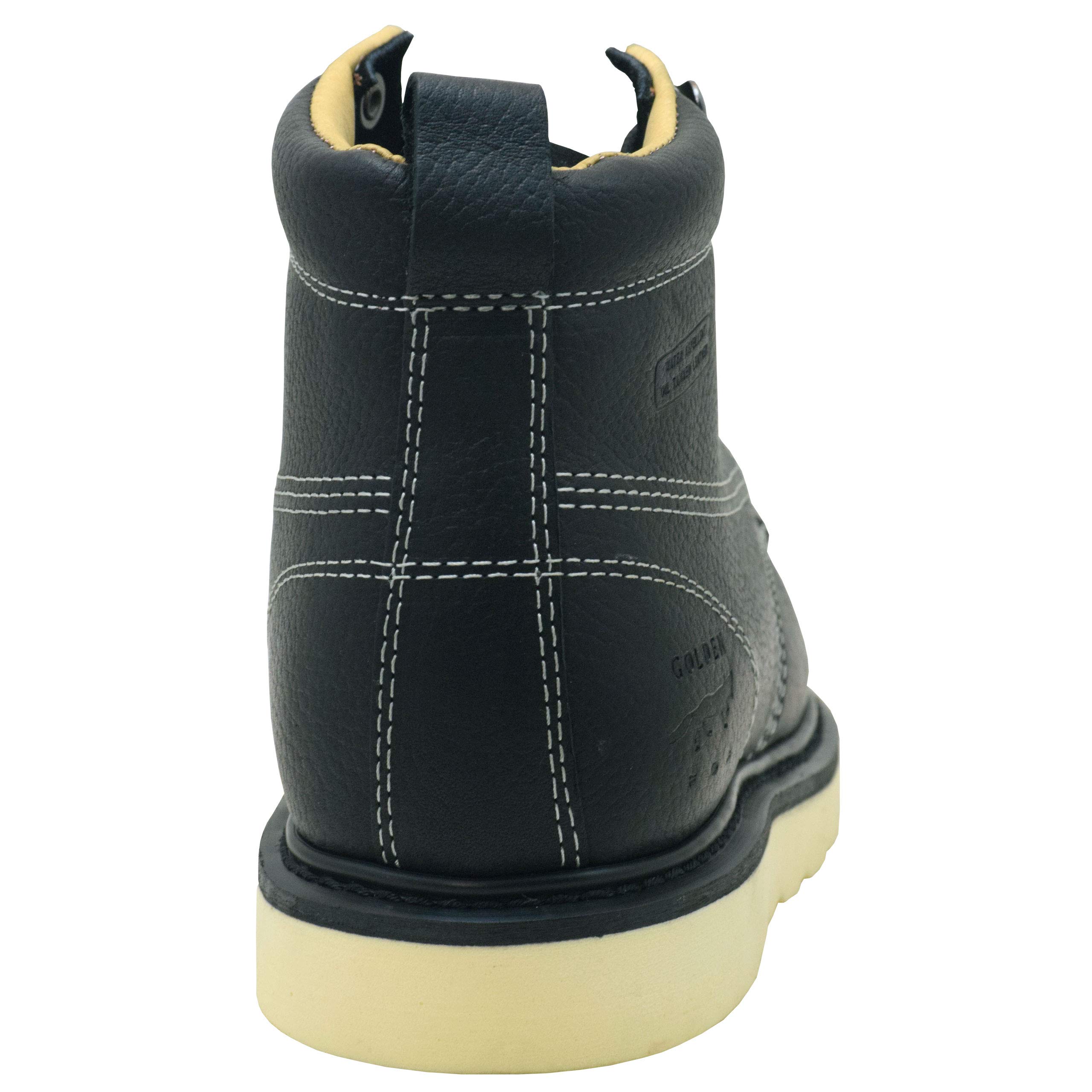 Golden Fox Men's 6-Inch Steel Toe Work Boots - Moc Toe Wedge Comfortable Construction Boots for Safety & Durability - Ideal for Construction Workers, Electricians & Heavy Labor Jobs