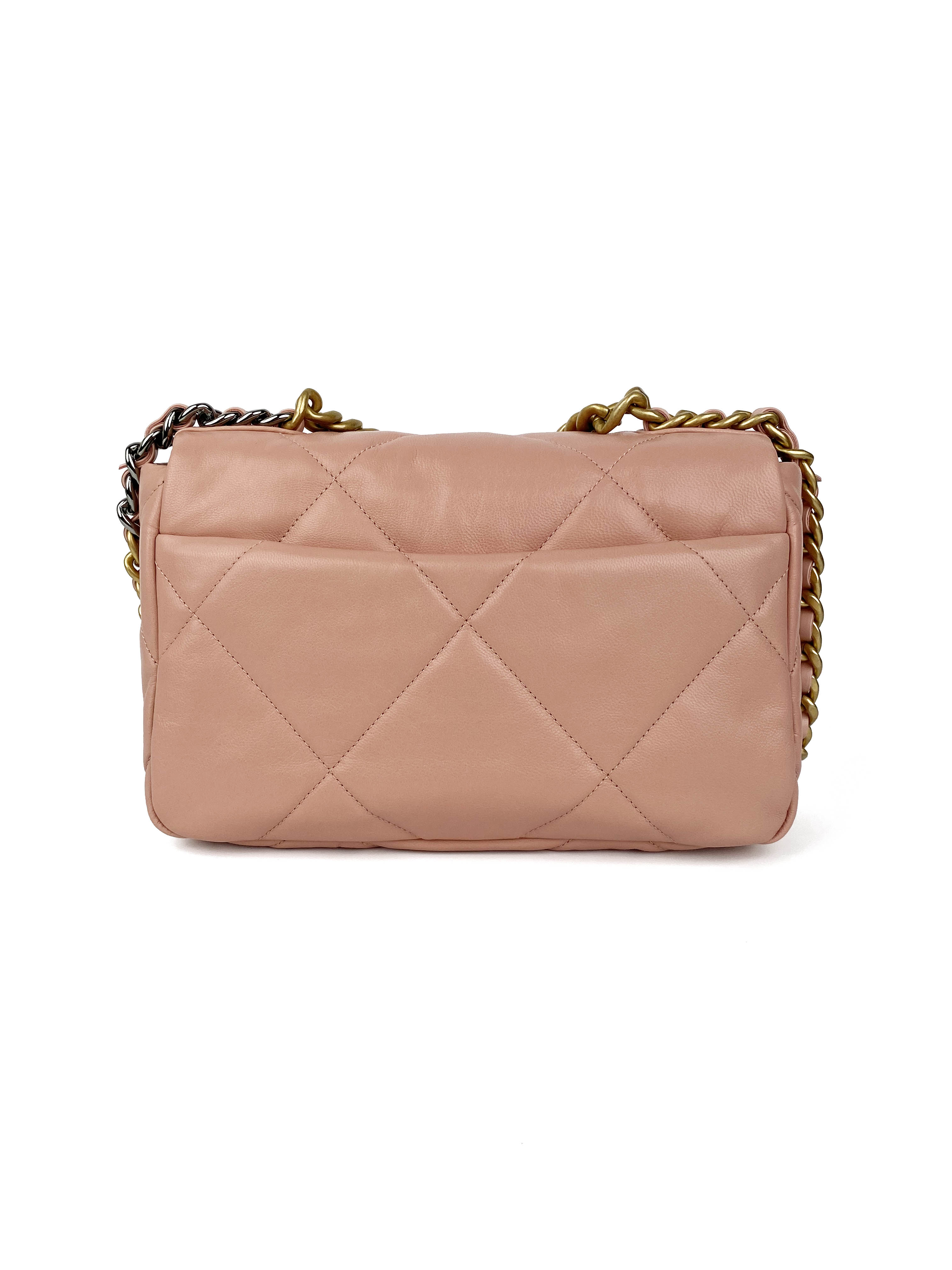 Chanel Blush Pink Small C19 Bag - Luxury Quilted Leather Crossbody Handbag for Women | Perfect for Date Night, Parties & Special Occasions