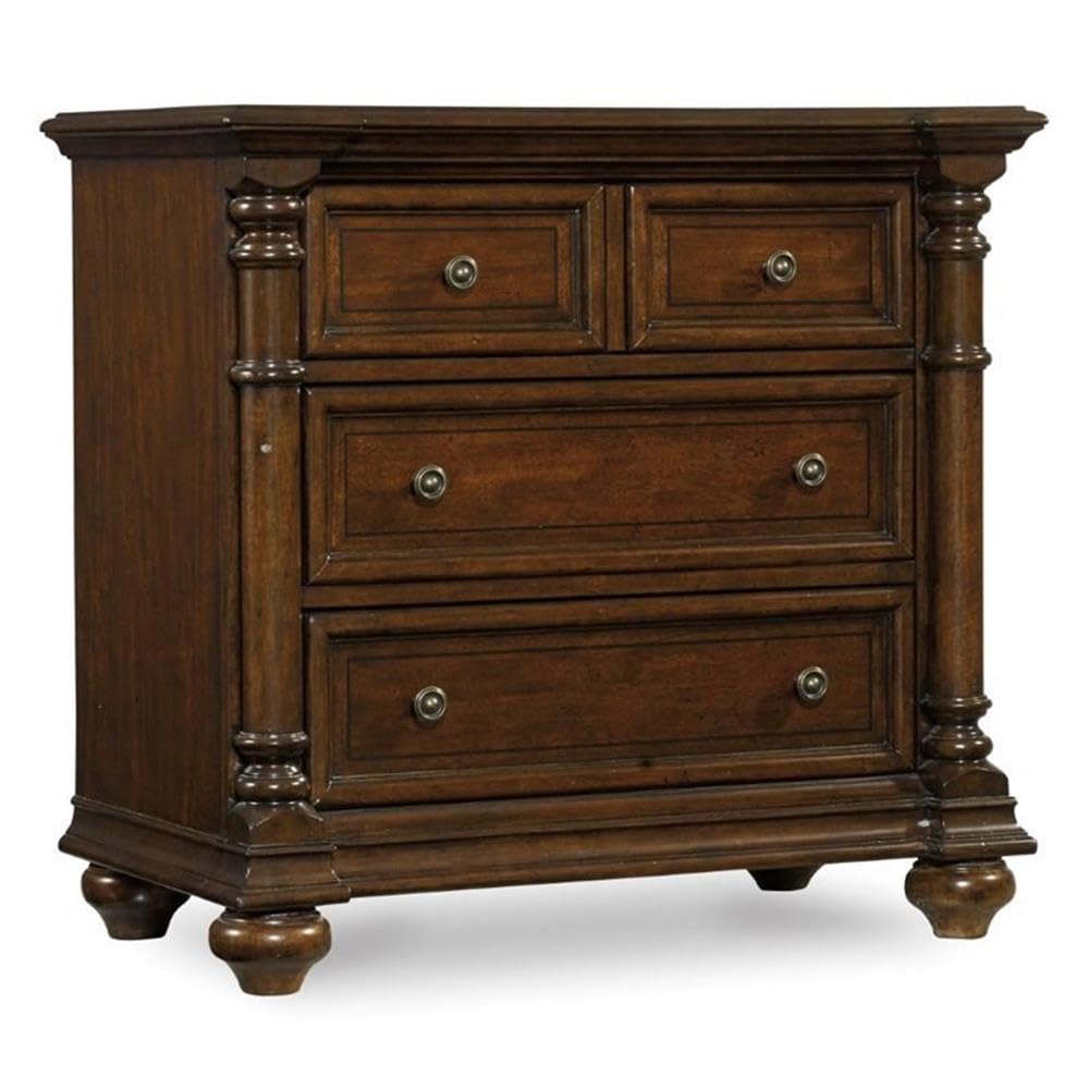 Beaumont Lane Traditional Wooden Nightstand - Mahogany Finish Bedside Table with Drawer for Bedroom, Living Room & Guest Room Storage