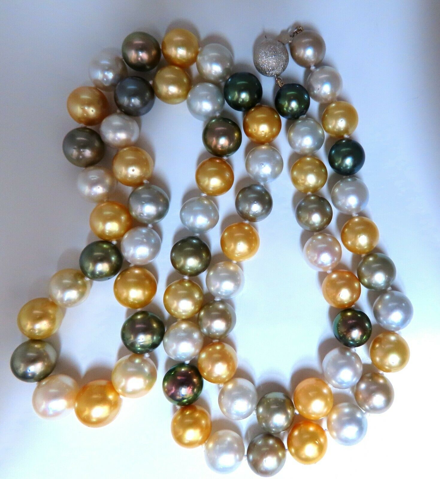 GIA Certified Natural Multicolor Tahitian Saltwater Pearl Necklace - 14.46mm 14K Gold - Elegant Jewelry for Weddings, Parties & Special Occasions