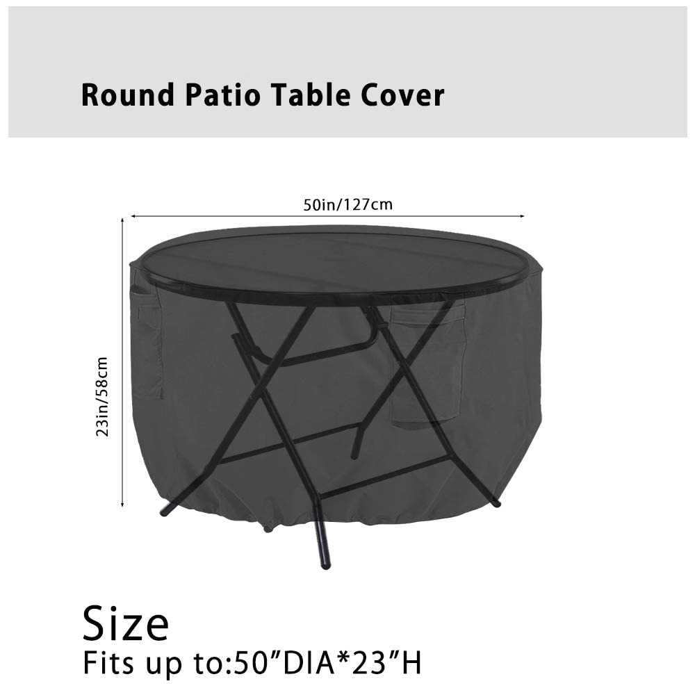 Heavy Duty 420D Waterproof Round Patio Table Cover - 50