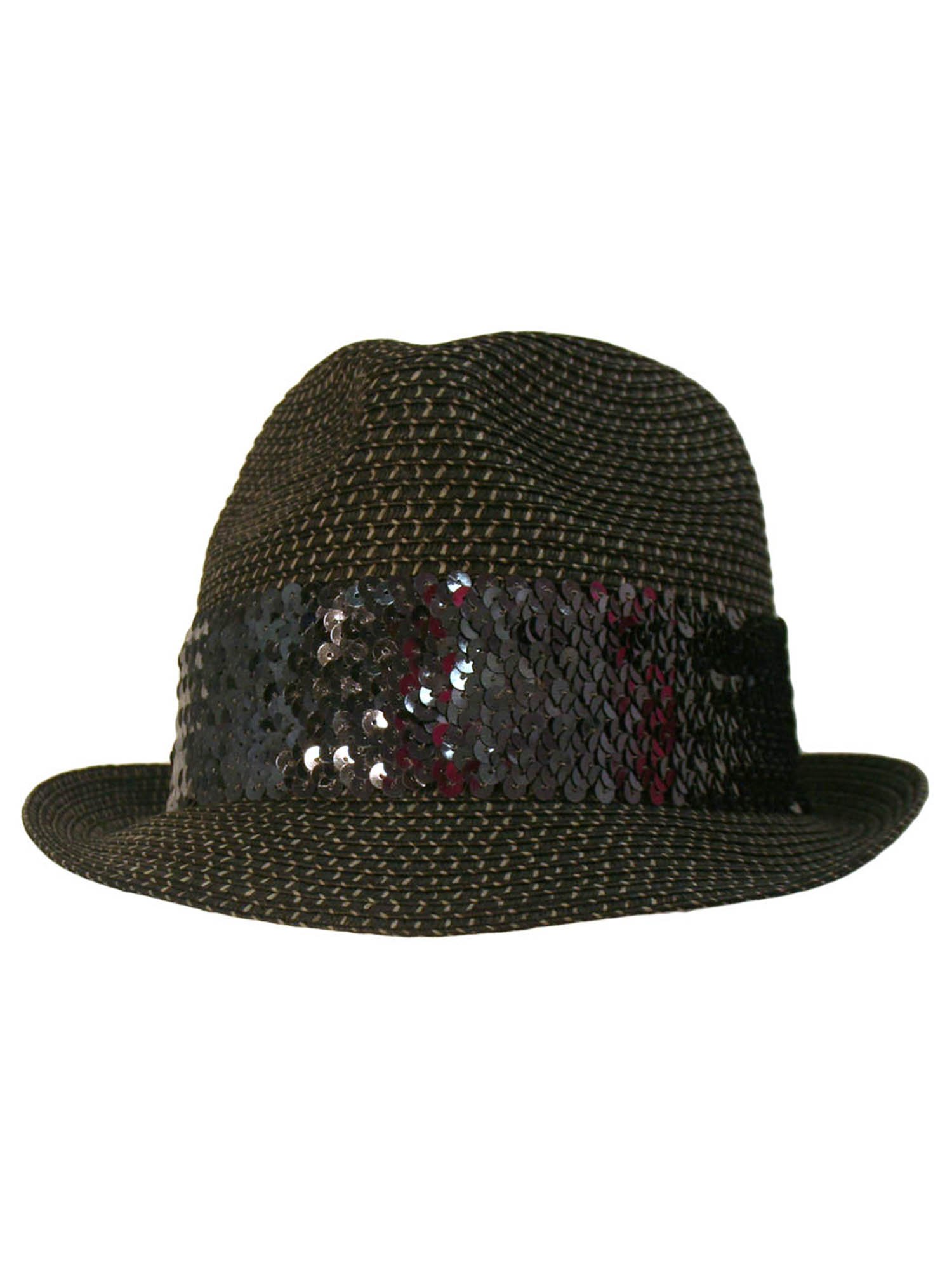 Luxury Sequin Straw Fedora Hat for Women - Elegant Wide Brim Sun Hat with Sparkly Band for Beach, Summer, and Outdoor Fashion