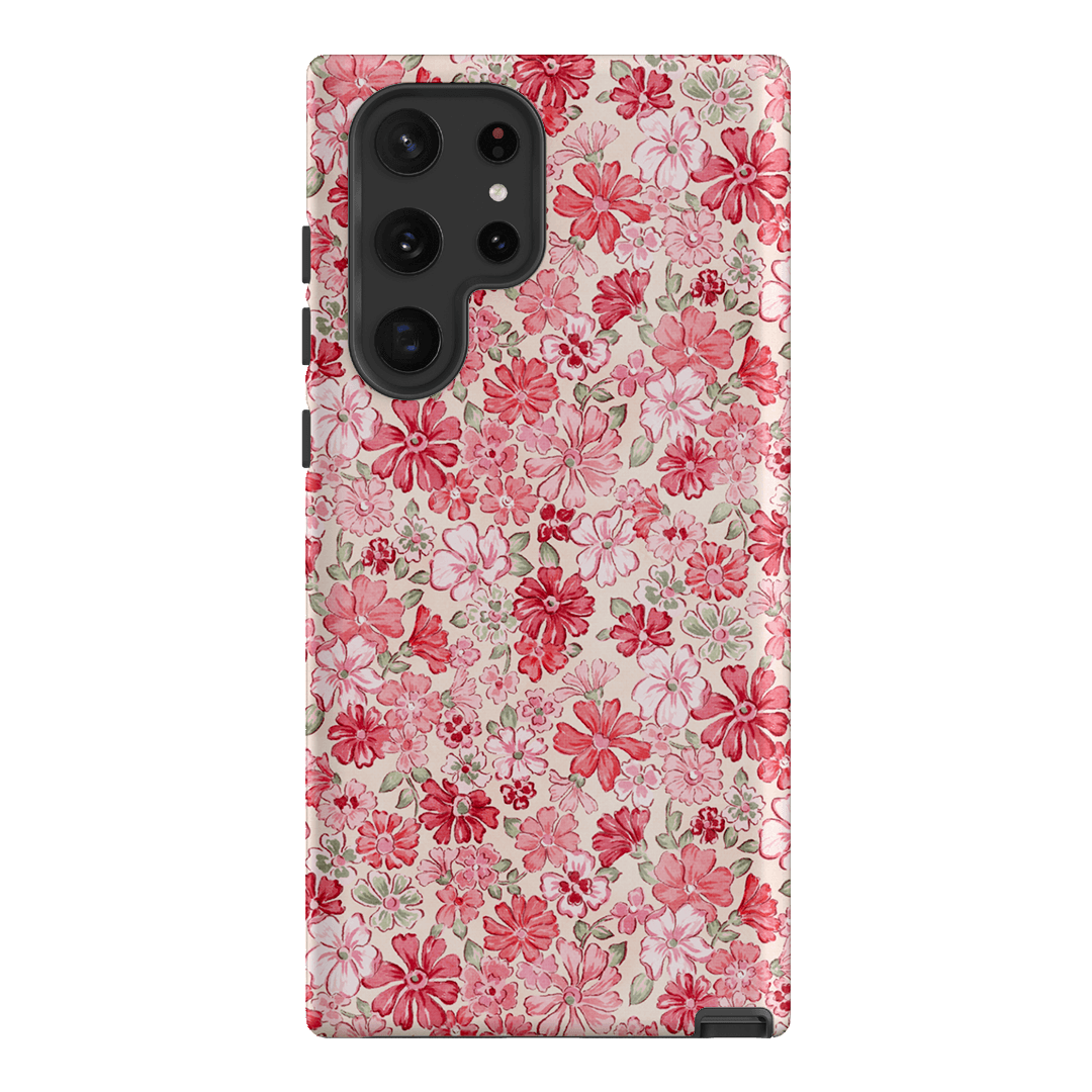 Strawberry Kiss Pink Floral Phone Case for iPhone 14/13/12/11 Pro Max - Cute Aesthetic Flower Design Protective Cover - Perfect for Women Girls Daily Use & Gift Giving