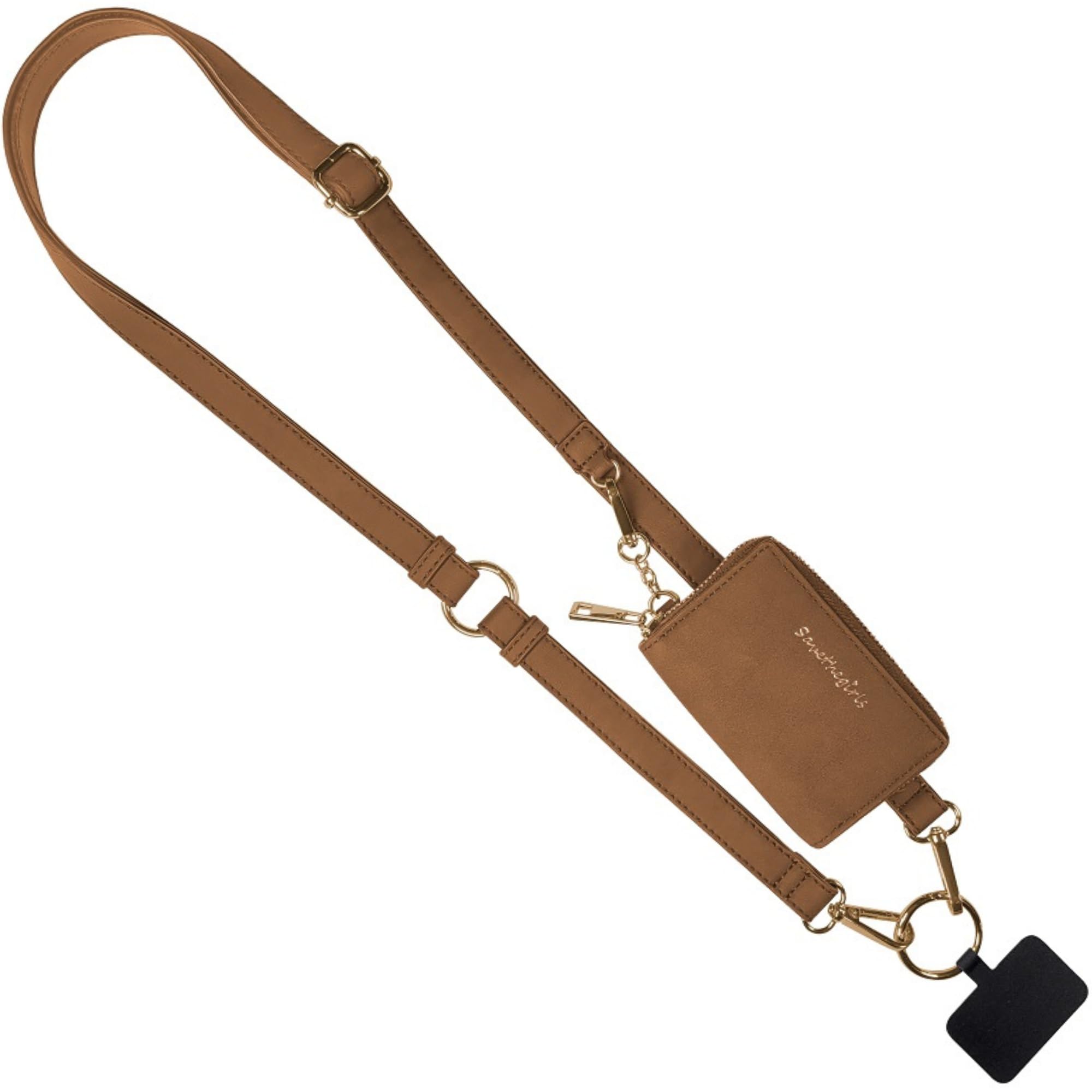 Clip and Go Brushed Vegan Phone Lanyard - Adjustable Crossbody Phone Case with Pouch, Removable Strap for Travel, Shopping, and Outdoor Adventures