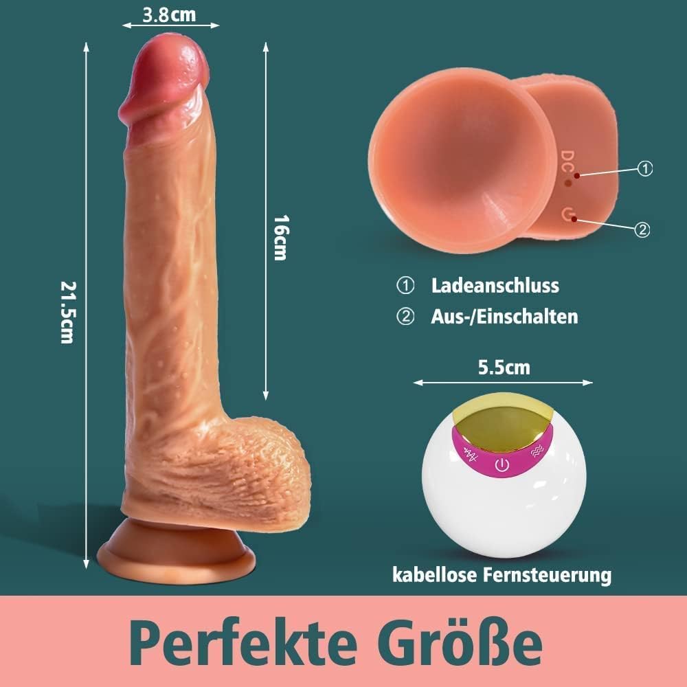 Realistic XXL Remote Control Vibrating Dildo for Women - 8 Vibration Modes, Clitoral Stimulator, Wireless Sex Toy for Couples & Solo Play - Perfect for Bedroom Fun, Adult Playtime & Sensual Massage