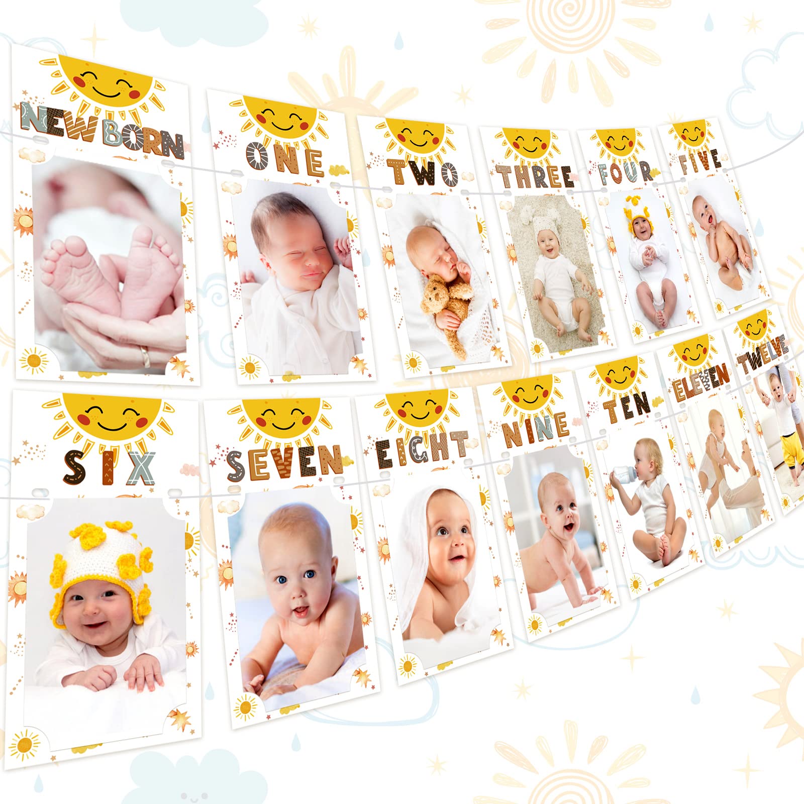 First Trip Around The Sun Birthday Decorations | Boho 1st Birthday Party Supplies for Boys & Girls | Newborn to 12 Months Photo Banner | Perfect for Baby's First Birthday, Gender Reveal & Nursery Decor