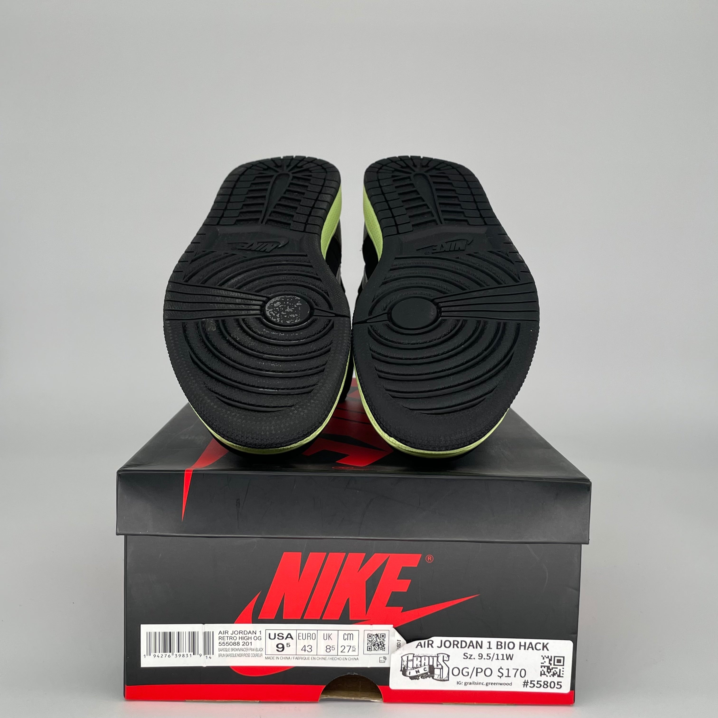 AIR JORDAN 1 BIO HACK Sneakers Men's Size 9.5 - 555088-201 Retro High OG Basketball Shoes for Streetwear & Casual Outfits