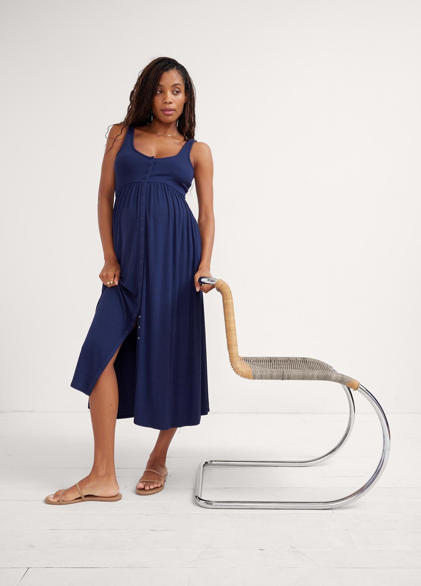 Ultra Soft Ribbed Nursing Tank Dress for Moms - Perfect for Breastfeeding, Lounging & Maternity Wear