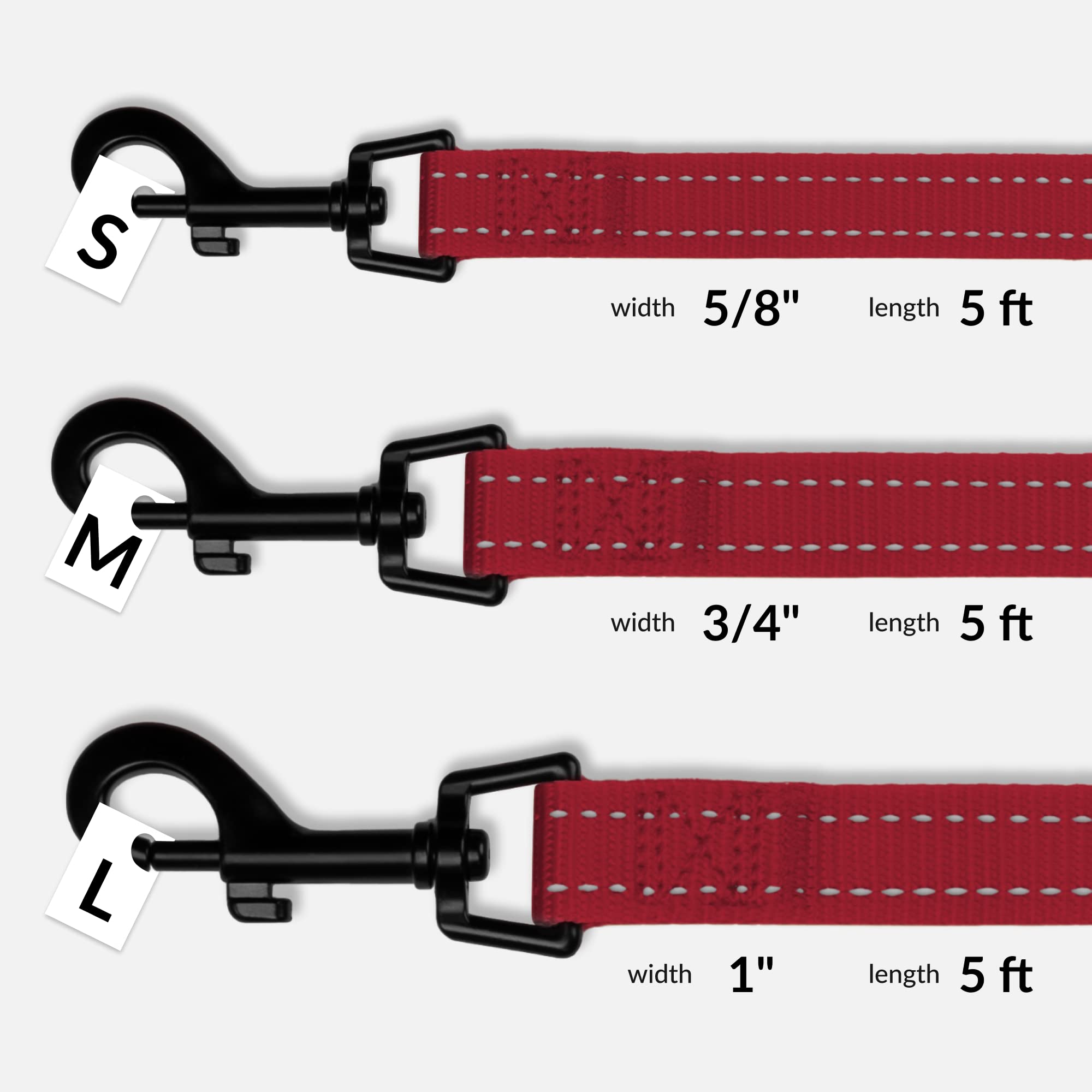 **CollarDirect 5ft Heavy Duty Reflective Nylon Dog Leash - Durable Pet Leash for Small, Medium & Large Dogs - Perfect for Walking, Running & Training (Red, Small) - Ideal for Outdoor Adventures & Nighttime Safety**