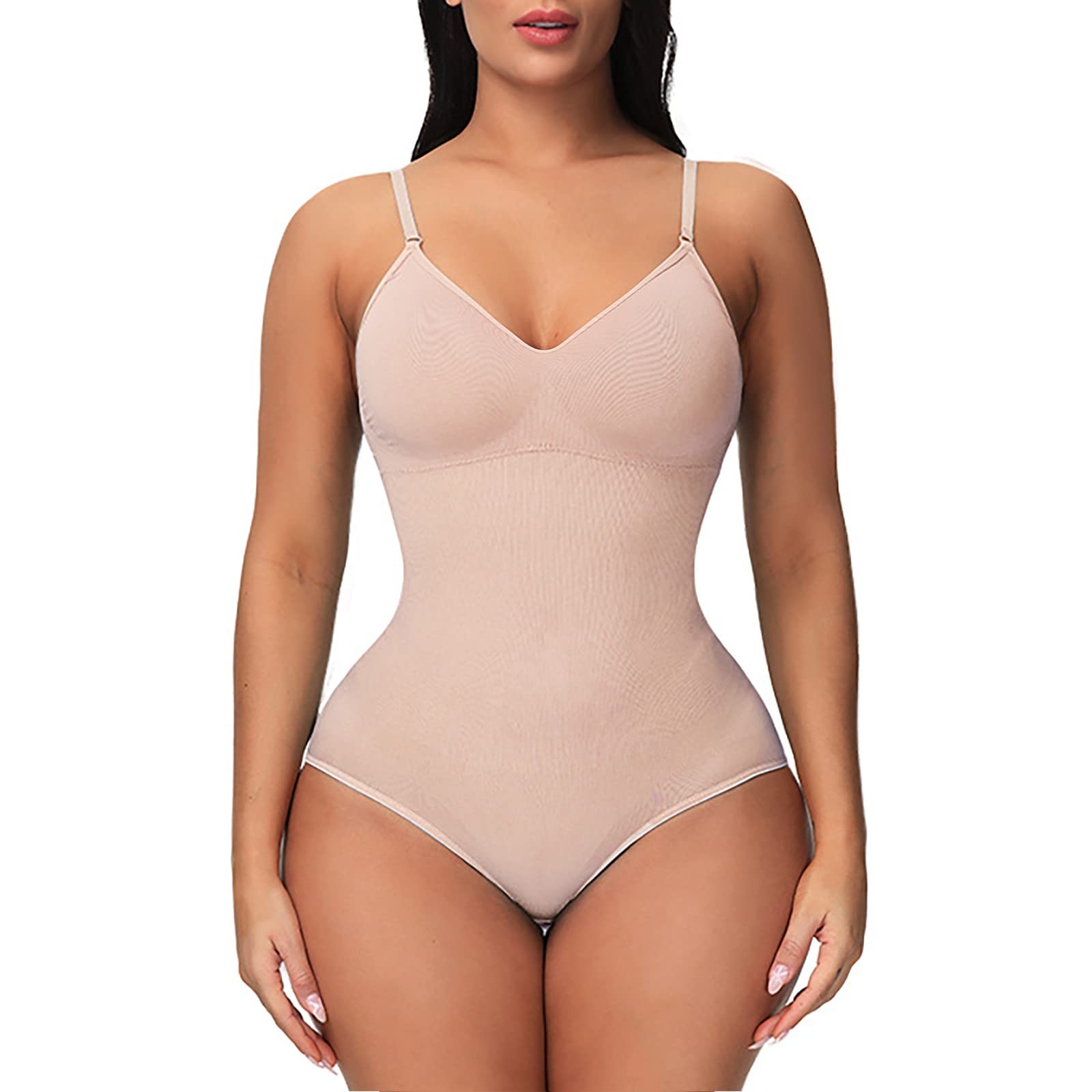 MOOKO Women's Tummy Control Shapewear Bodysuit - High Waist Thong Slimming Body Shaper with High Leg Cut for Seamless Look Under Clothes | Perfect for Dresses, Jeans & Special Occasions