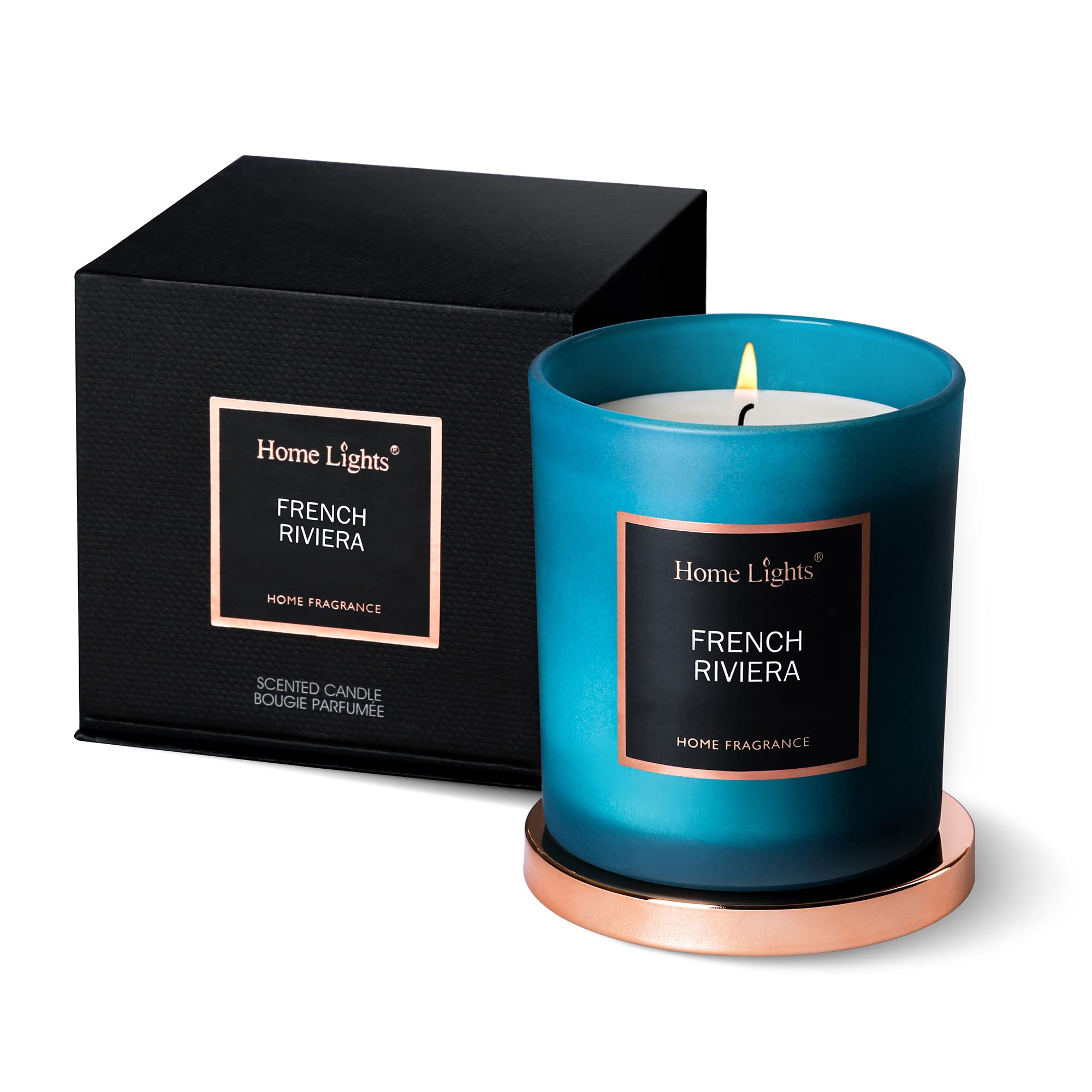 French Riviera Scented Soy Candles - 7.58 oz Aromatherapy Candle with 35 Hours Burn Time, Home Fragrance & Relaxation Gift - Perfect for Bedroom, Bathroom & Living Room Decor
