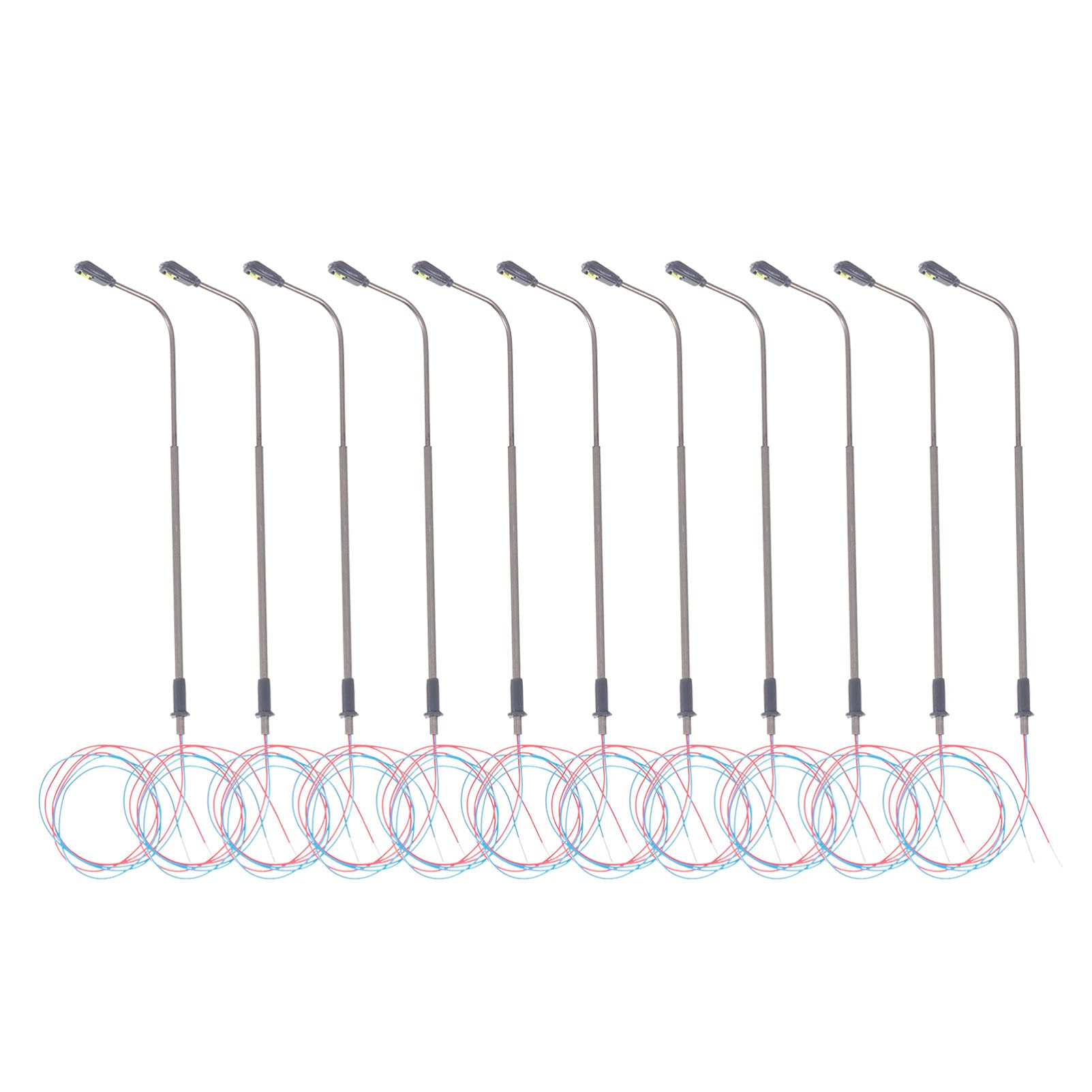 EXCEART 10pcs Miniature Street Lamp Post Lights - Stainless Steel Model Railway Accessories for Outdoor Train Tracks, DIY Scenery, and Miniature City Displays - Perfect for Model Train Sets, Dioramas, and Home Decoration