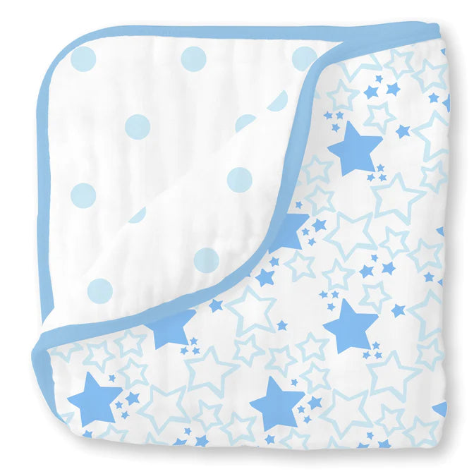 Luxury Muslin Baby Blanket - Soft & Breathable Starshine Pastel Blue (BGB 0024) | Perfect for Nursery, Swaddling & Photo Shoots