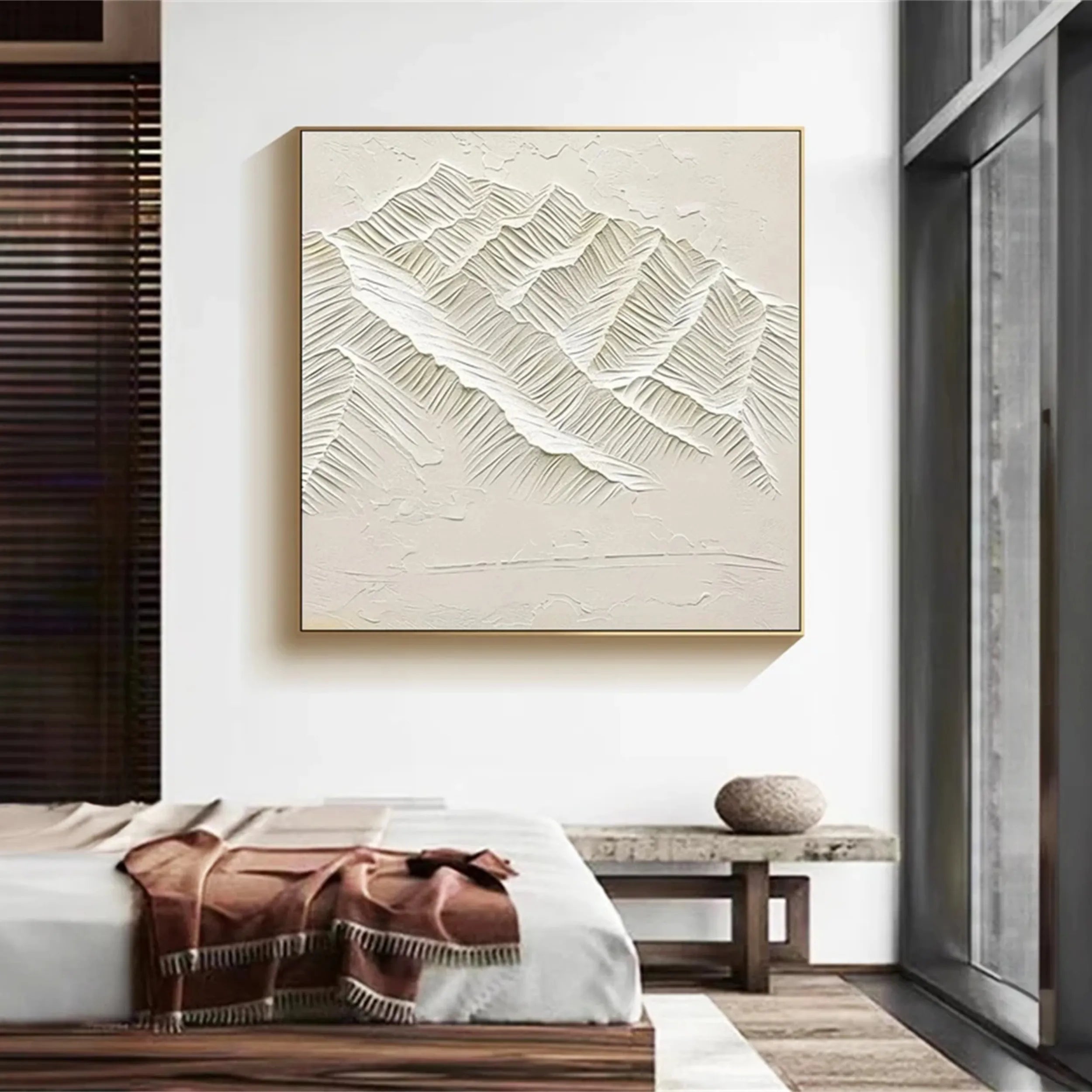 Minimalist Beige Textured Wall Art - Modern Abstract Canvas Painting for Living Room, Bedroom & Office Decor #MM262