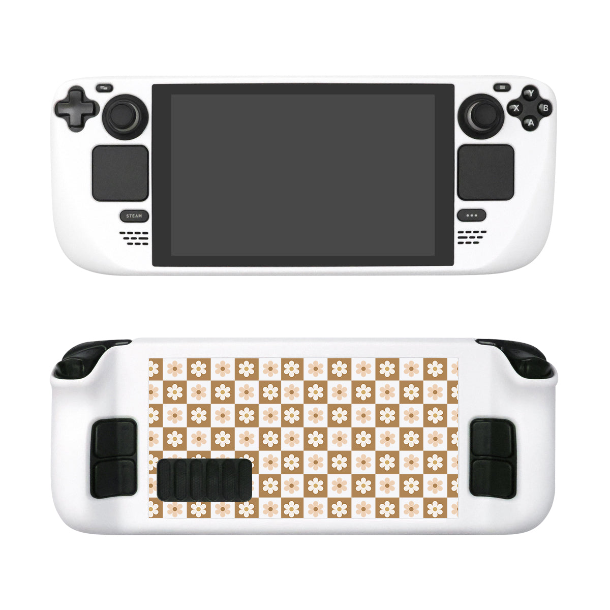 Stylish Checkered Flowers Steam Deck Case - Protective Cover for Gaming On-The-Go, Travel & Daily Use