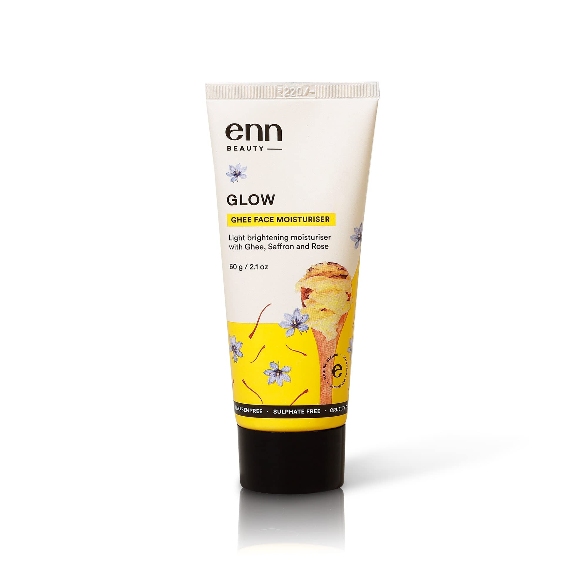 ENN Glow Ghee Face Moisturizer - Natural Extract for Glowing, Hydrated Skin | Lightweight Cream for Dry, Damaged & Uneven Skin Tone | 60g | Perfect for Daily Skincare Routine & Nighttime Hydration