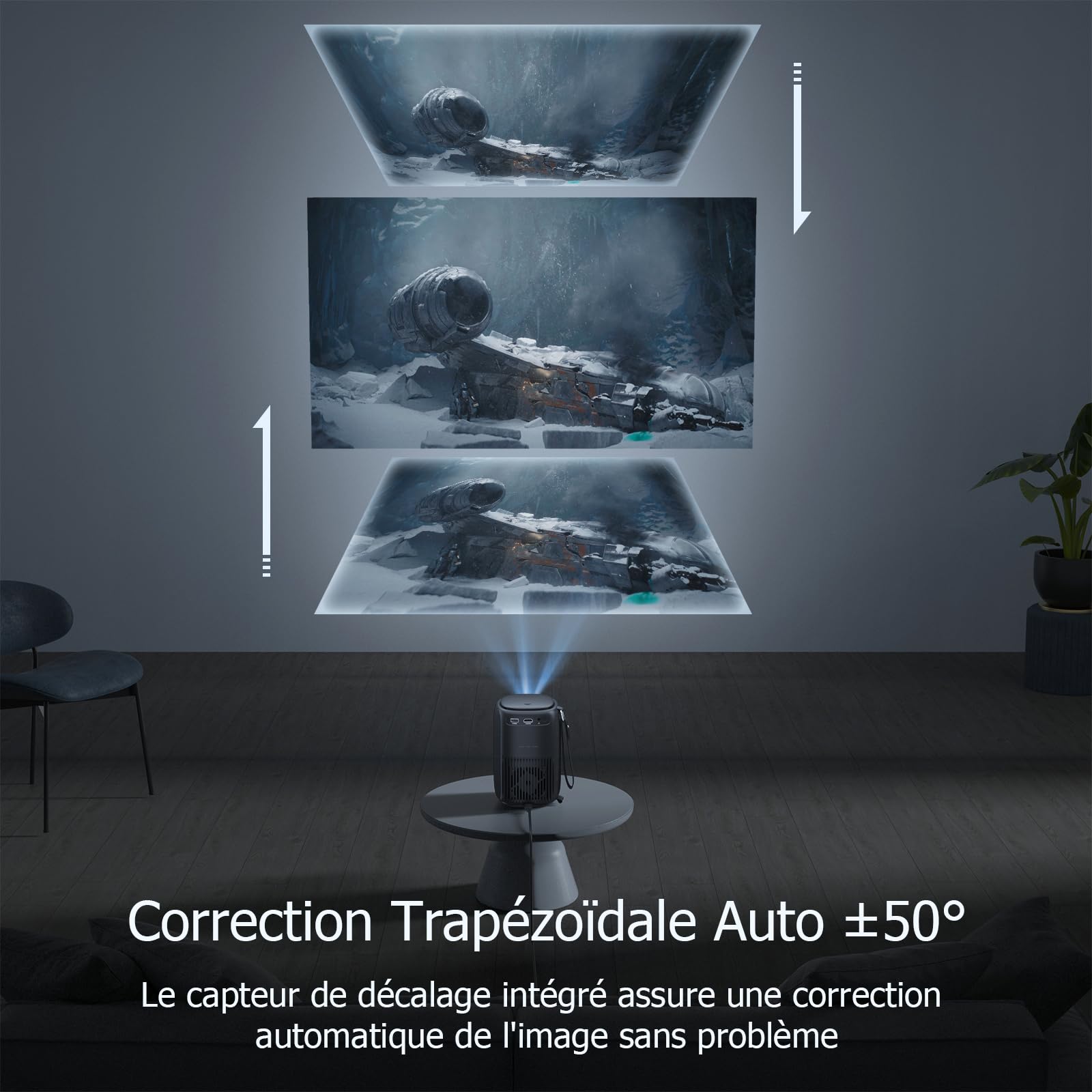 Lisowod 1080P Full HD Video Projector - 20000 Lumens, 50° Auto Keystone, WiFi & Bluetooth, Portable Projector for Home Theater, Gaming (PS5), Streaming (Fire Stick), HDMI/USB Connectivity - Perfect for Movie Nights & Presentations