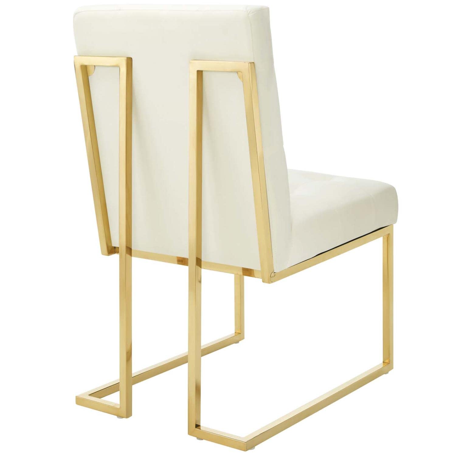 Modway Privy Performance Velvet Dining Chair - Stainless Steel Frame in Gold Ivory - Elegant Modern Kitchen & Dining Room Seating for Home & Restaurant Use