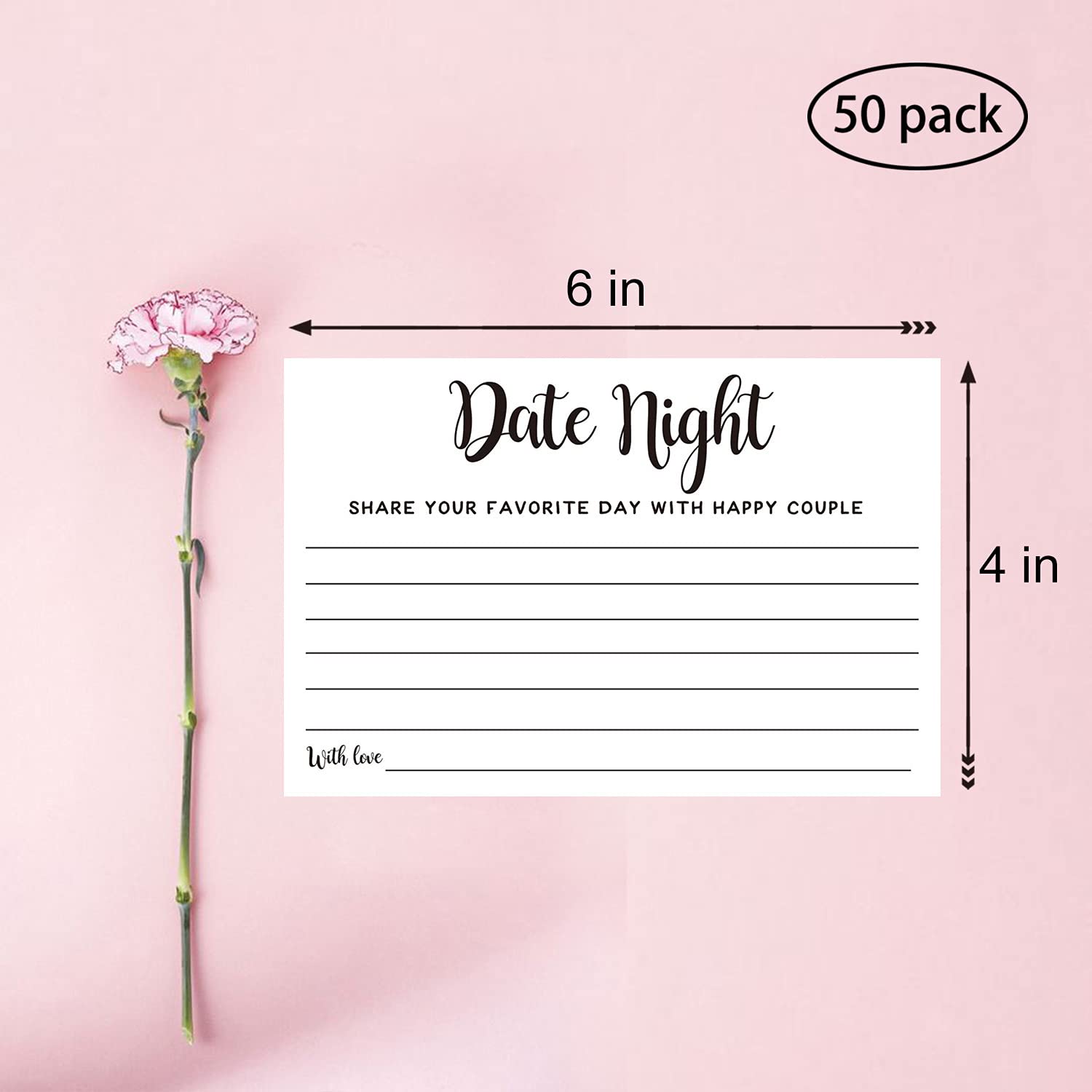 50 Romantic Date Night Ideas Cards - Wedding Advice Cards for Bridal Shower, Married Couples & Newlyweds - 4x6 Inch - Perfect for Anniversary Gifts & Couples Game Night