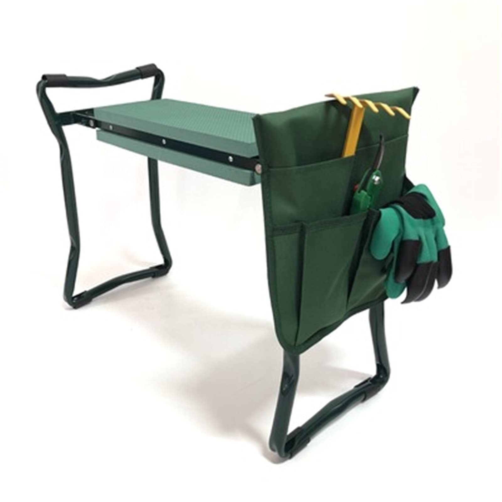 YUEGOO Foldable Garden Stool with Soft Pad - Sturdy Gardening Bench for Gardeners, Green, 49x60x27cm - Perfect for Planting, Weeding & Outdoor Relaxation