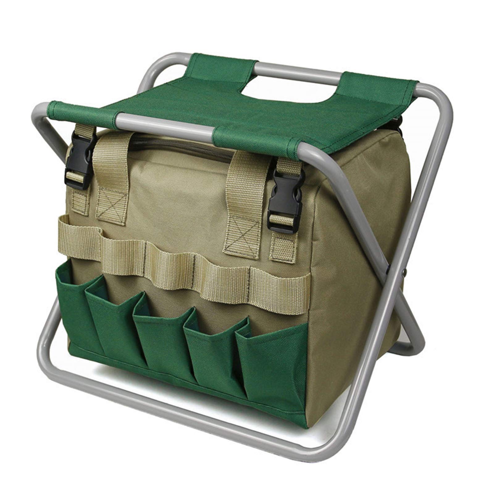 BFYDOAA Folding Gardening Stool with Detachable Storage Bag & Multiple Pockets - Portable Garden Seat for Outdoor Planting, Weeding, and Yard Work - Perfect for Seniors and Garden Enthusiasts