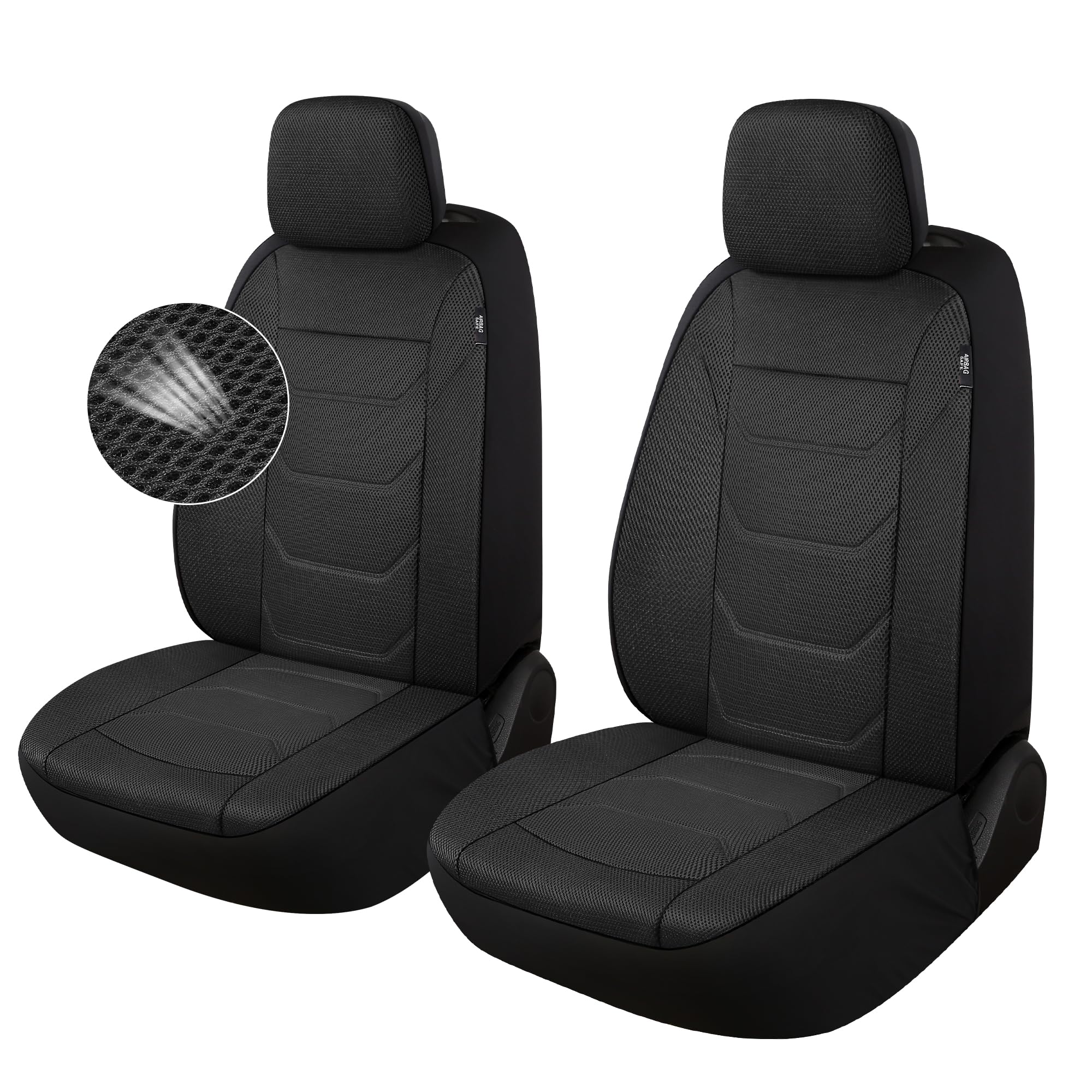 **Pariiaotin 3D Air Mesh Car Seat Covers - Front Set, Washable & Breathable Premium Fabric for Cars, Trucks, SUVs - Universal Fit (Black) | Perfect for Daily Commute, Road Trips & Hot Weather Comfort**