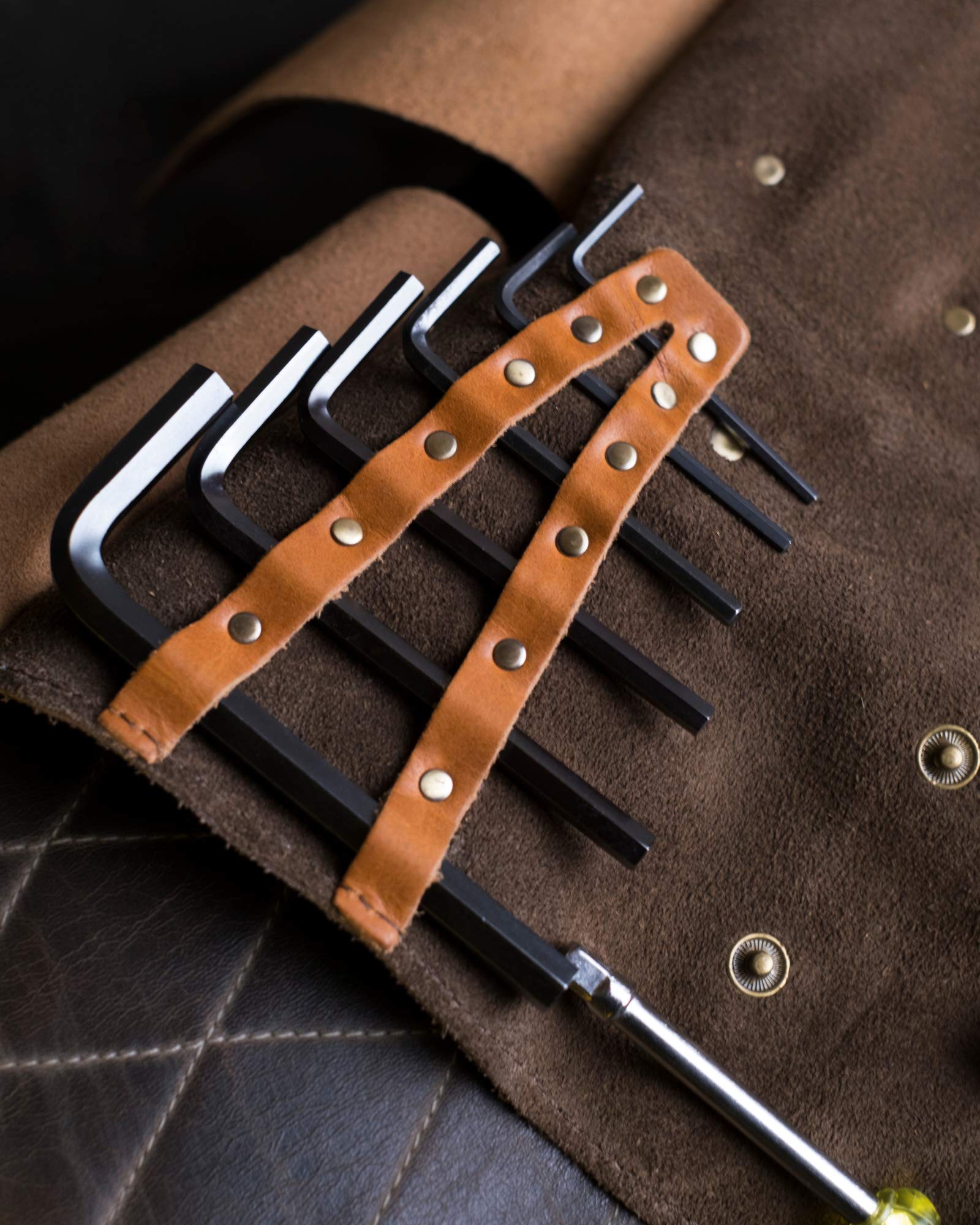 Trip Machine Company Leather Tool Roll - Premium Tobacco Tan Leather Organizer for Tools, Knives & DIY Supplies | Perfect for Workshops, Garages & Outdoor Adventures