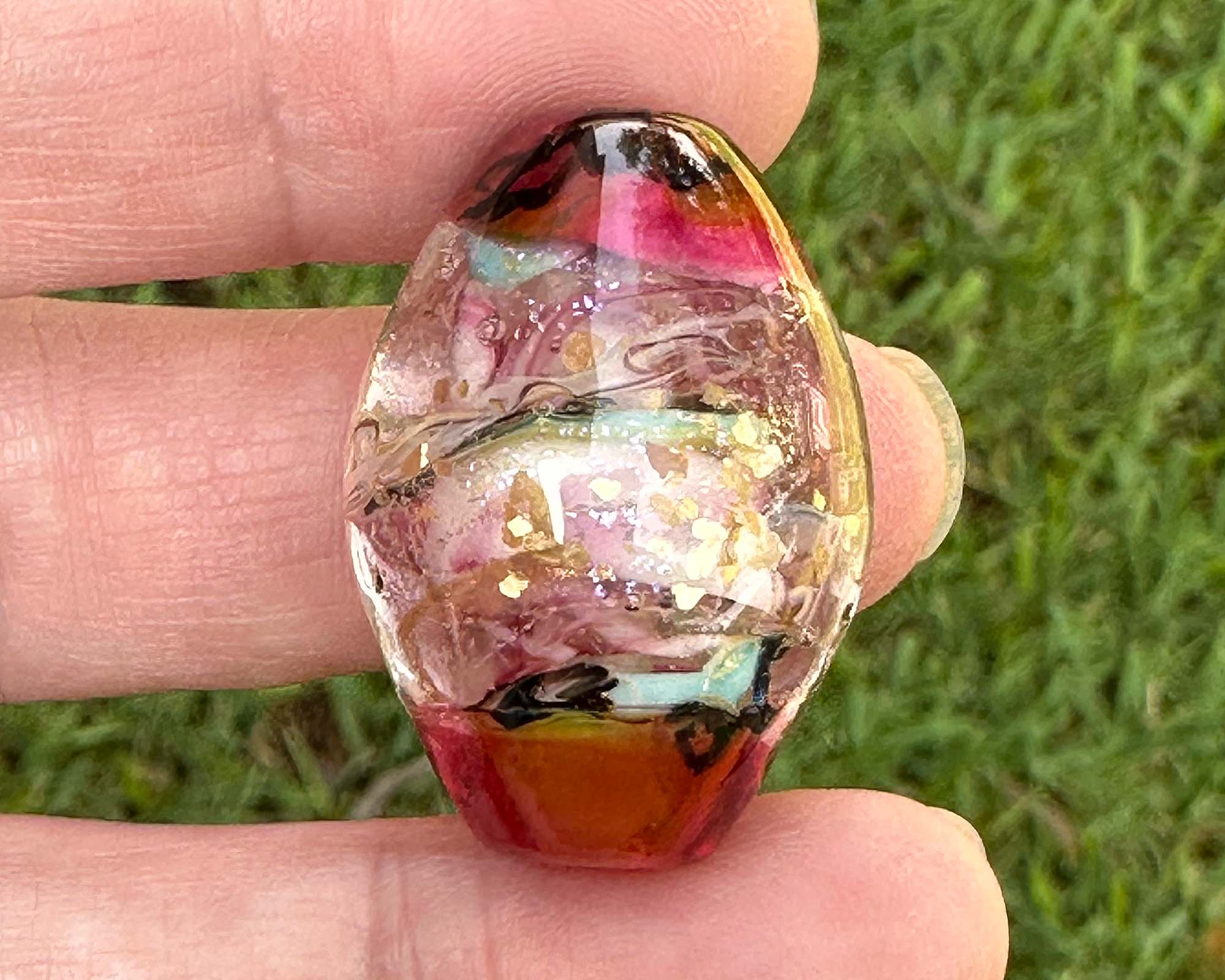Pink Dichroic Shimmer Glass Lampwork Focal Bead for Jewelry Making - Handmade SRA Art Bead for Necklaces, Bracelets & DIY Craft Projects