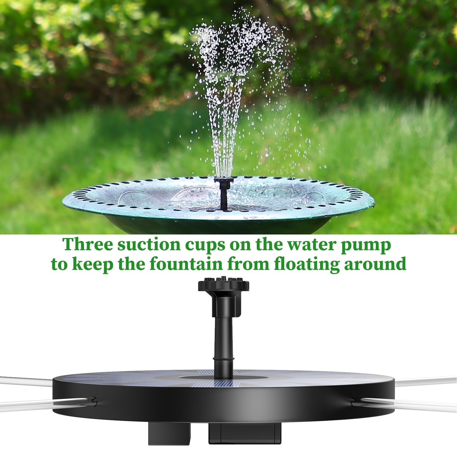AISITIN 2.5W Solar Bird Bath Fountain Pump with 6 Nozzles - Solar Powered Water Pump for Garden, Pond, Pool, Fish Tank & Outdoor Decor | Perfect for Attracting Birds & Enhancing Outdoor Spaces