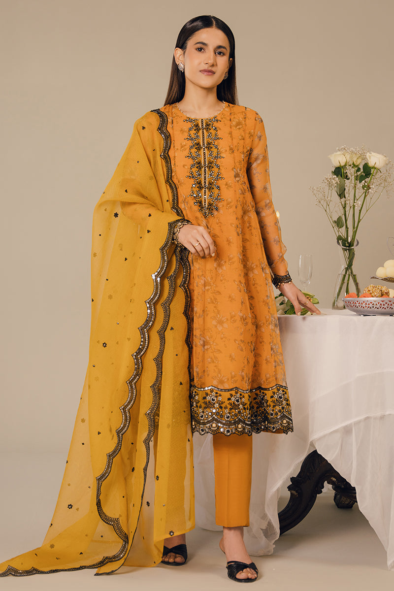 Elegant HARVEST GOLD 2PC Set (Embroidered Shirt & Dupatta) - Traditional Indian Ethnic Wear for Weddings, Festivals & Special Occasions