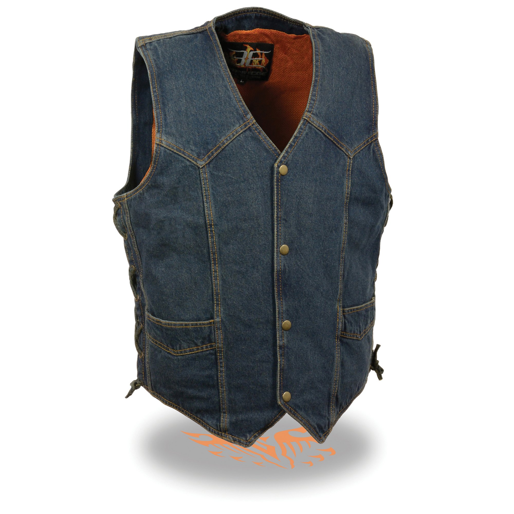 Milwaukee Men's 100% Cotton Black Denim Vest with Side Lace - Perfect for Casual Outfits, Layering & Outdoor Adventures