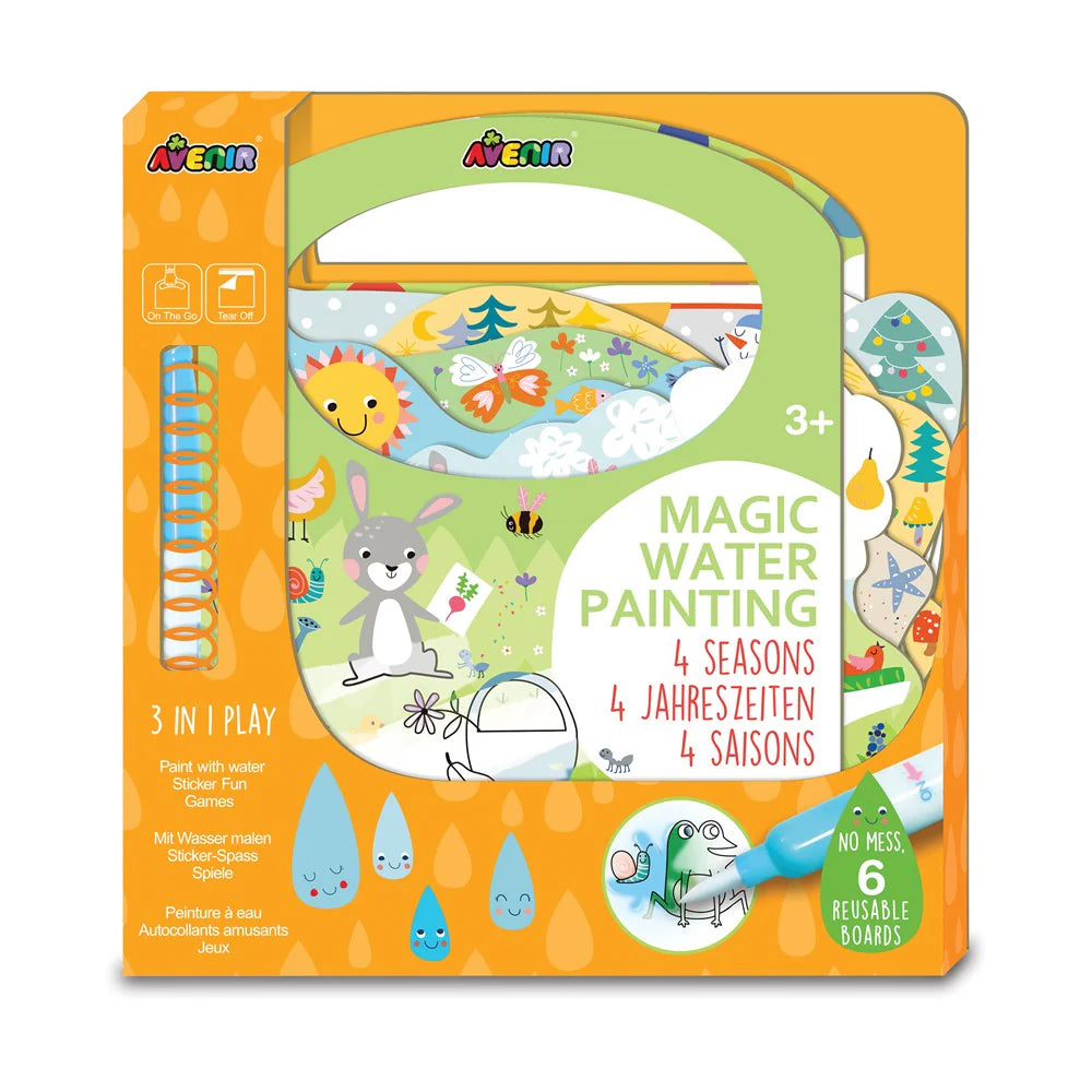 Avenir Magic Water Painting Set - 4 Seasons Art Kit for Kids, Reusable & Mess-Free Water Coloring Book - Perfect for Travel, Home, and Classroom Activities