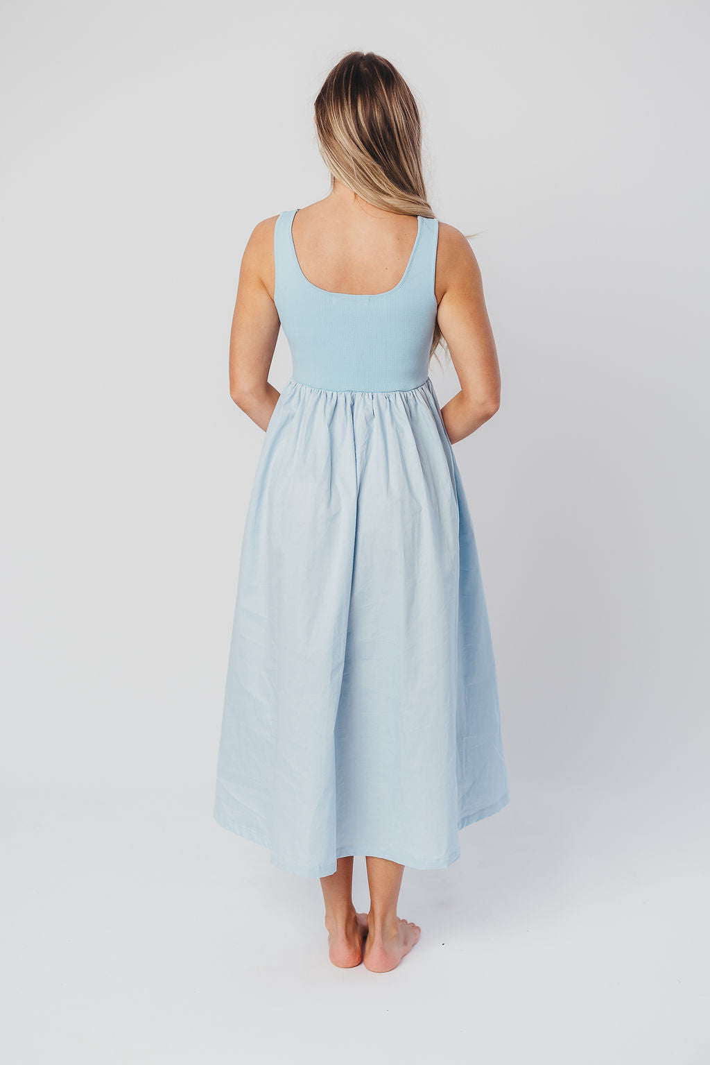 Addie Tank Midi Dress - Flowy Blue Summer Dress for Women | Perfect for Beach Vacations, Brunch Dates & Casual Outings