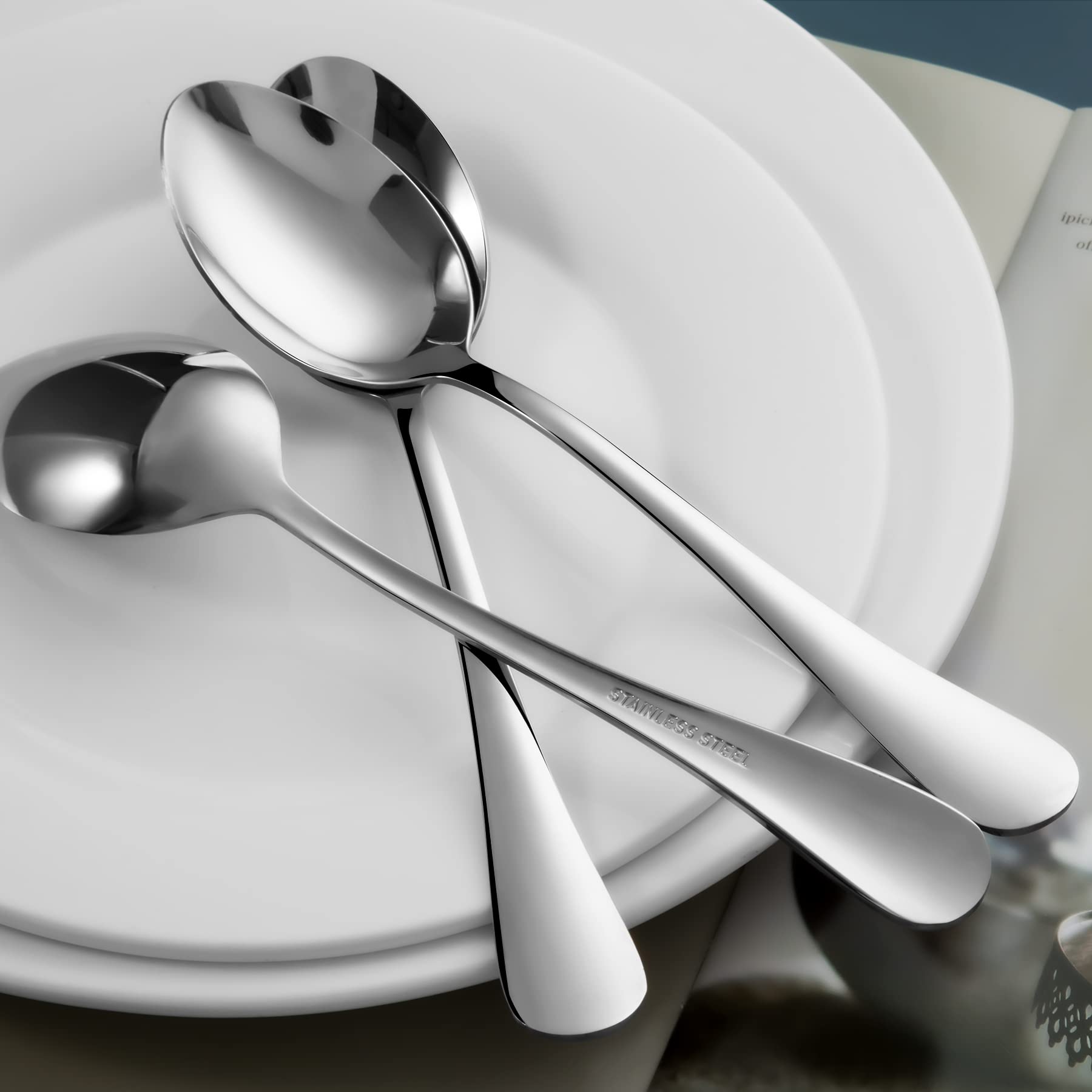 SANTUO 12-Piece Stainless Steel Dinner Spoon Set - 7.3