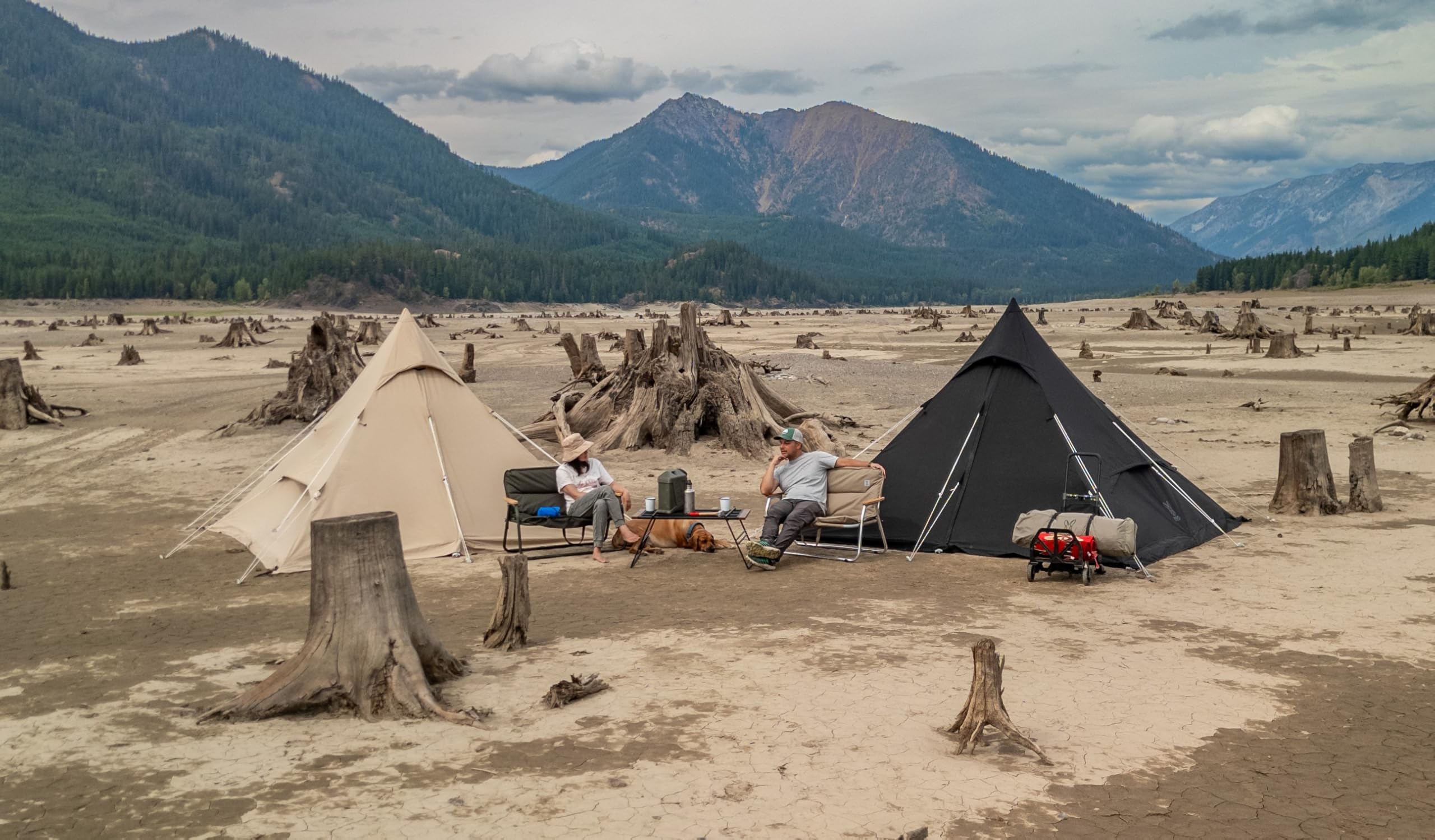 RX Pyramid Tent for Camping - 4 Person All-Season Waterproof Teepee Tent for Adults, Quick & Easy Setup, Durable Outdoor Shelter for Hiking, Backpacking & Family Camping Trips