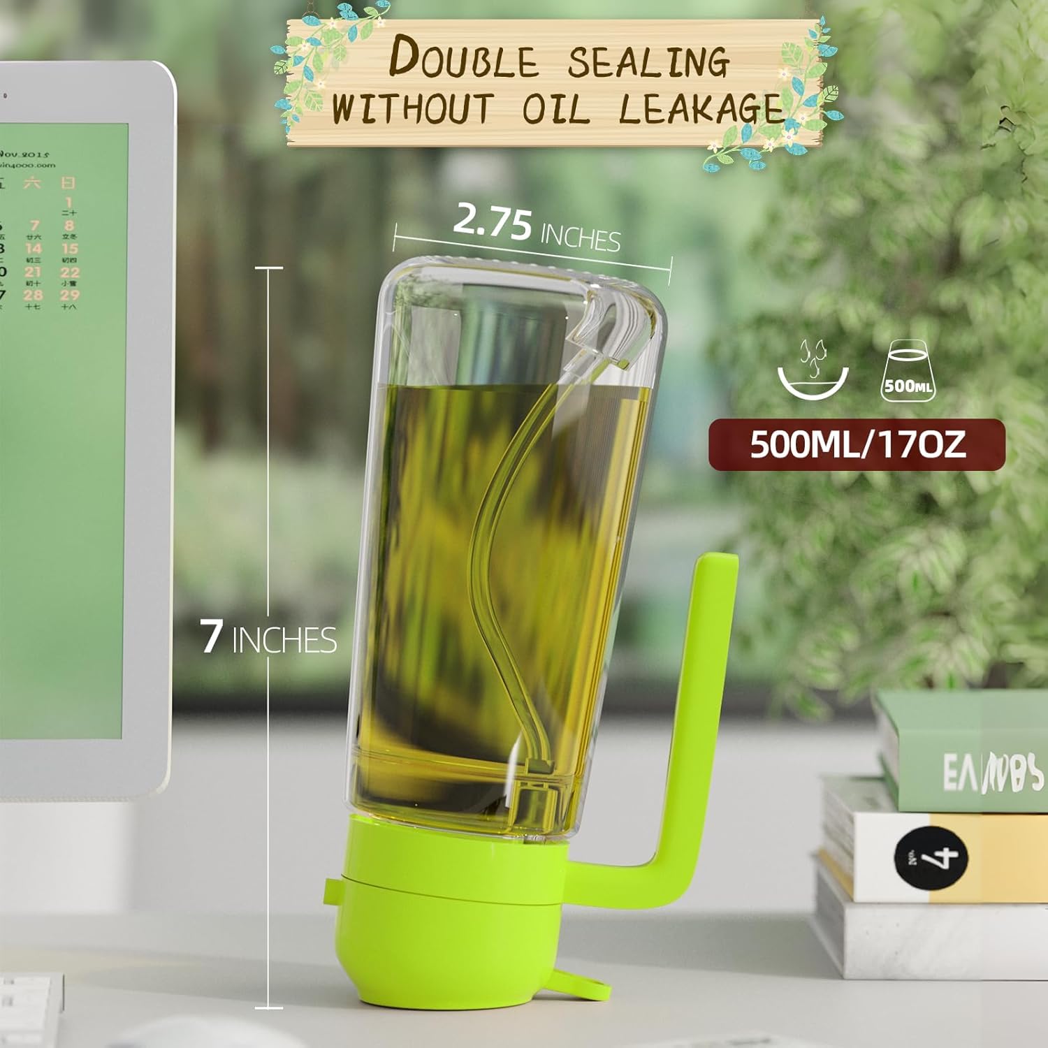 Macloom 2-in-1 Olive Oil Dispenser & Sprayer Bottle - 500ml Refillable Kitchen Oil Container for Cooking, Salad Dressing, BBQ, Baking | Non-Drip Design | Perfect for Healthy Cooking, Grilling & Meal Prep