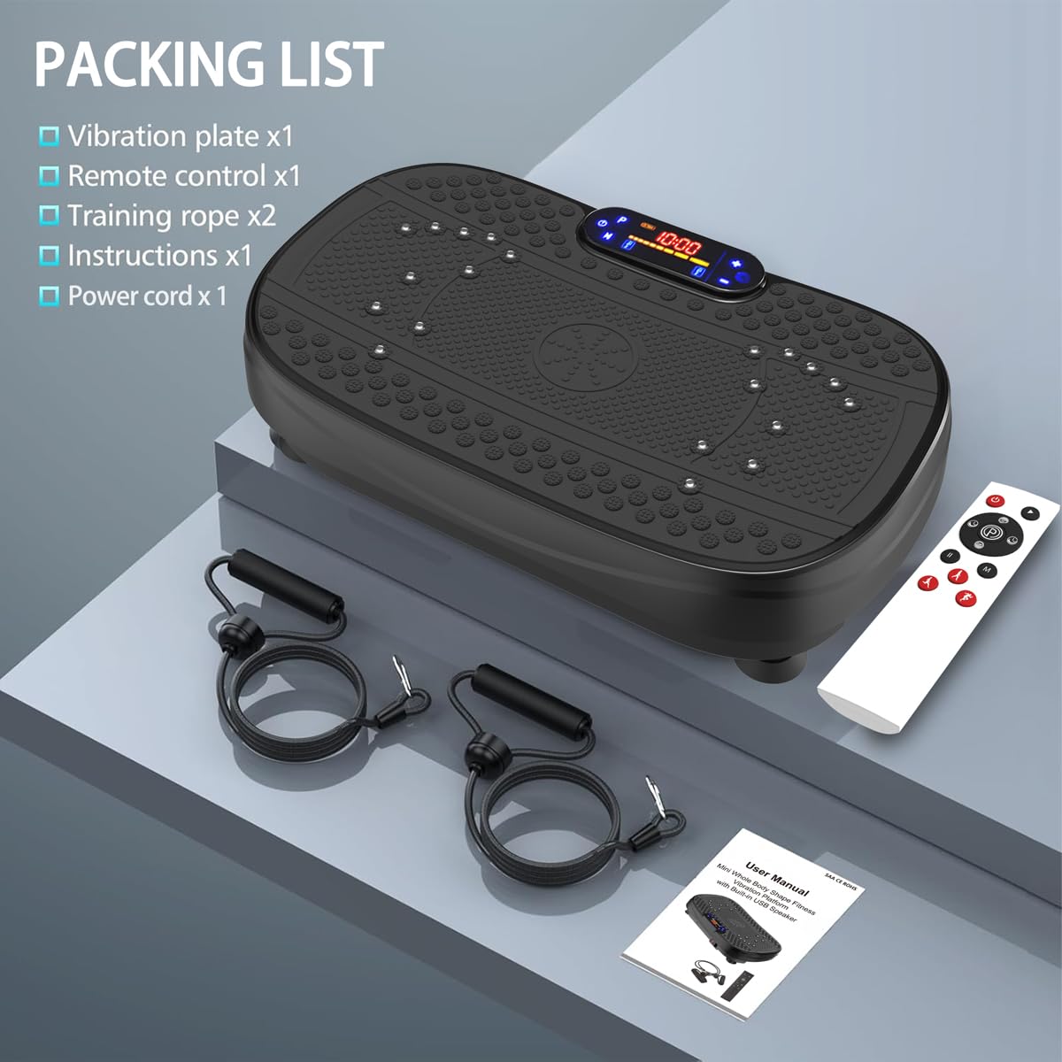 Whole Body Vibration Plate Exercise Machine with Resistance Bands - Adjustable Speed Home Fitness Platform for Weight Loss, Muscle Toning & Recovery | Perfect for Home Gym, Physical Therapy & Senior Workouts